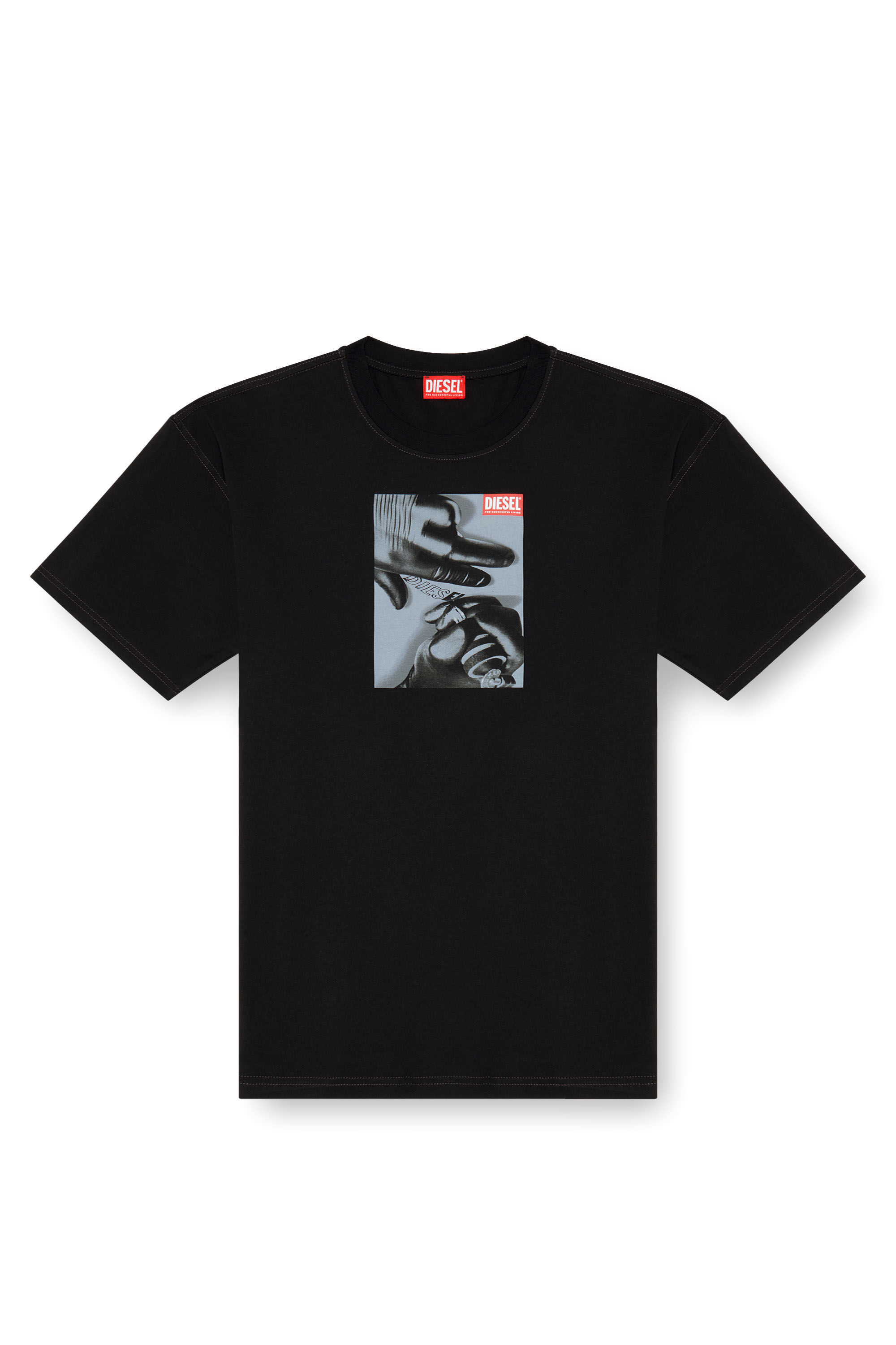 Women's T-shirt with embroidered D patch | Black | Diesel