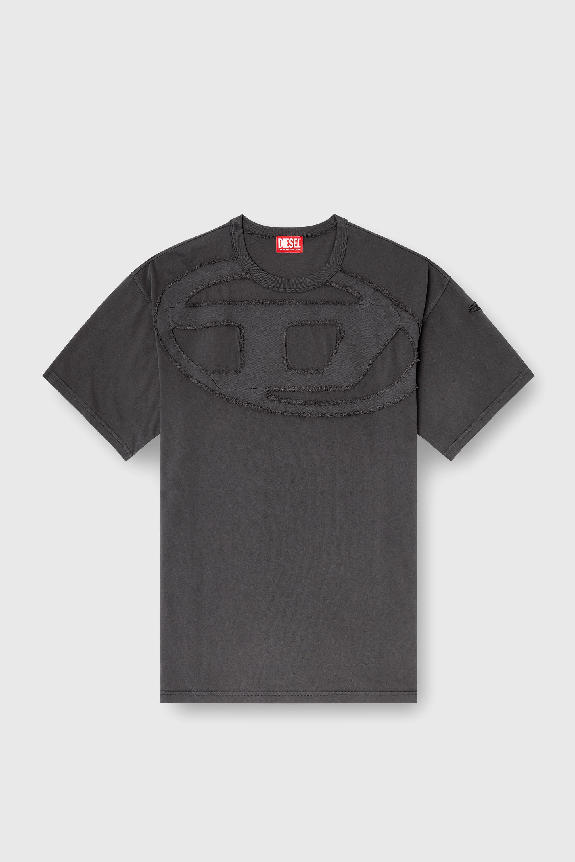 Diesel - T-BOXT-DEN, Man's Relaxed cotton T-shirt with Oval D applique in Grey - 2