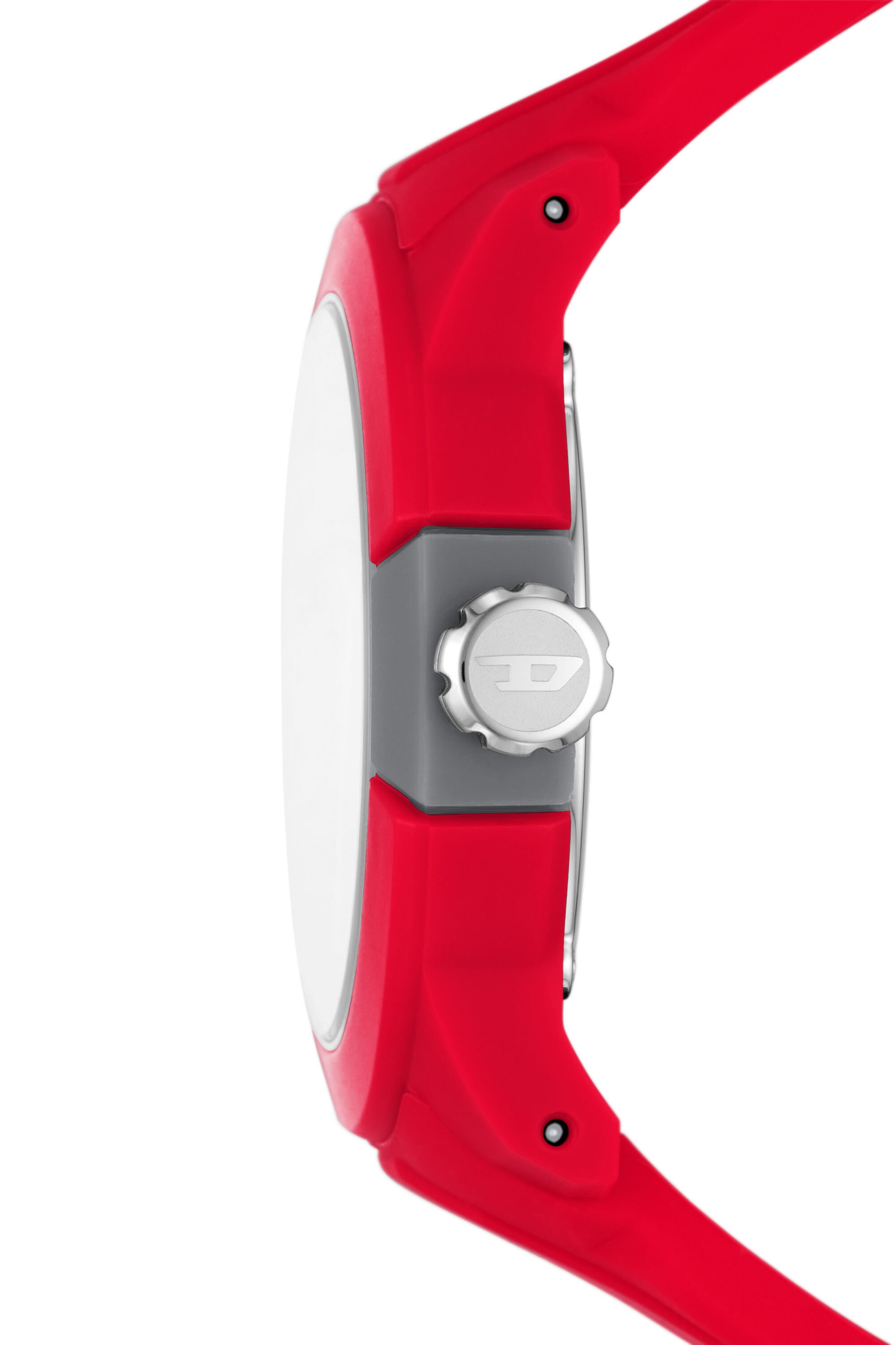 DZ1980: Double up three-hand red silicone watch | Diesel