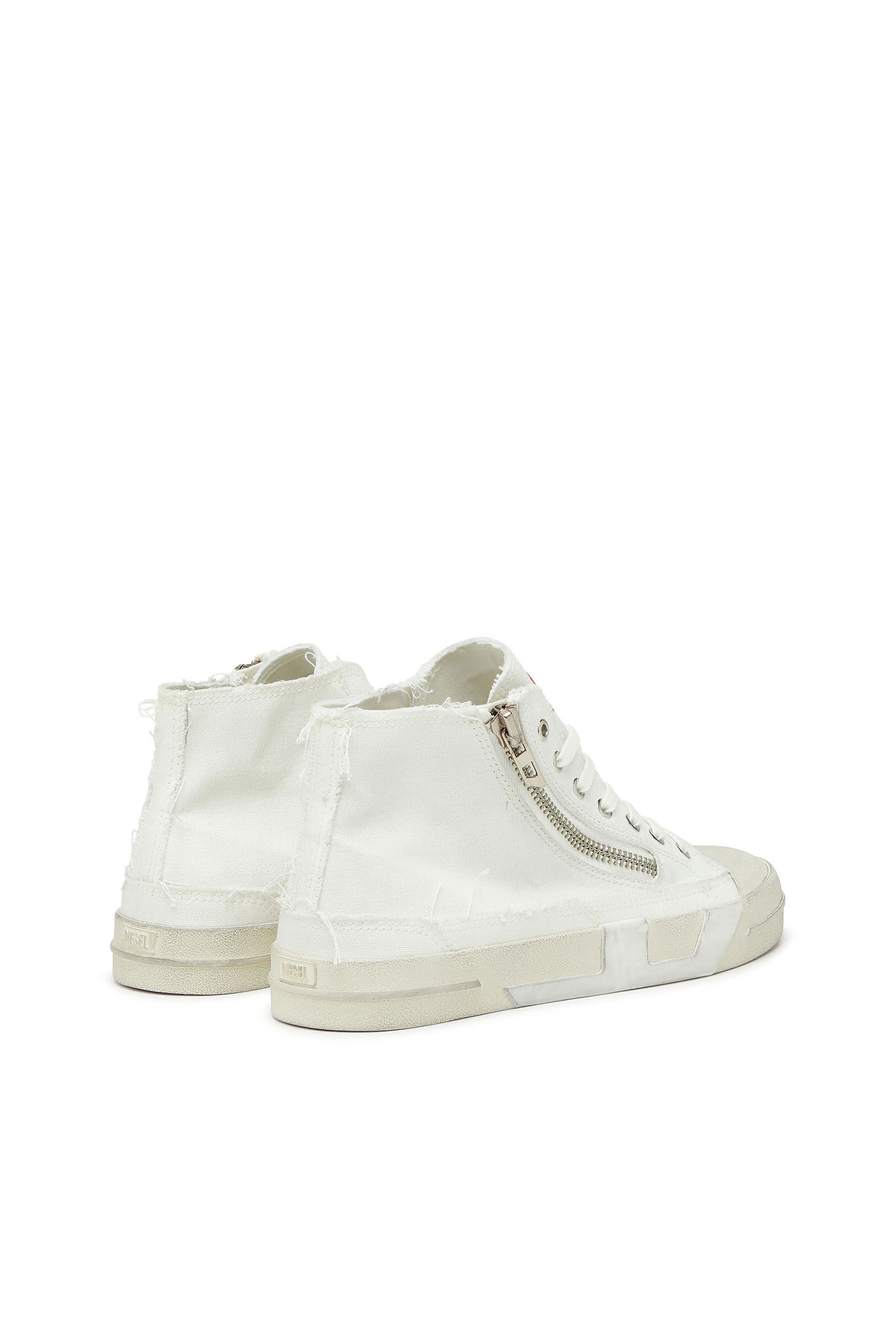 Diesel - S-D-VERSE ZIP MID II, Man's S-D-Verse -  Sneakers in frayed canvas with D logo in White - 3