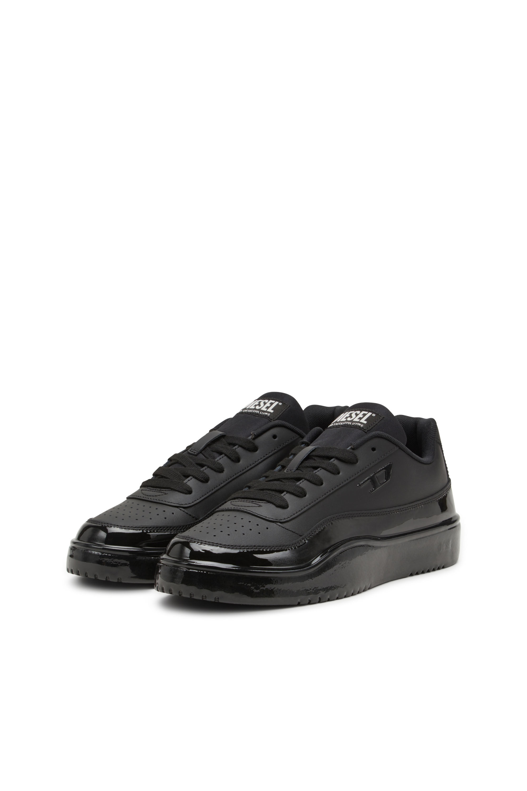 Men's S-Tracker-D-Silicone-dipped leather sneakers | Black