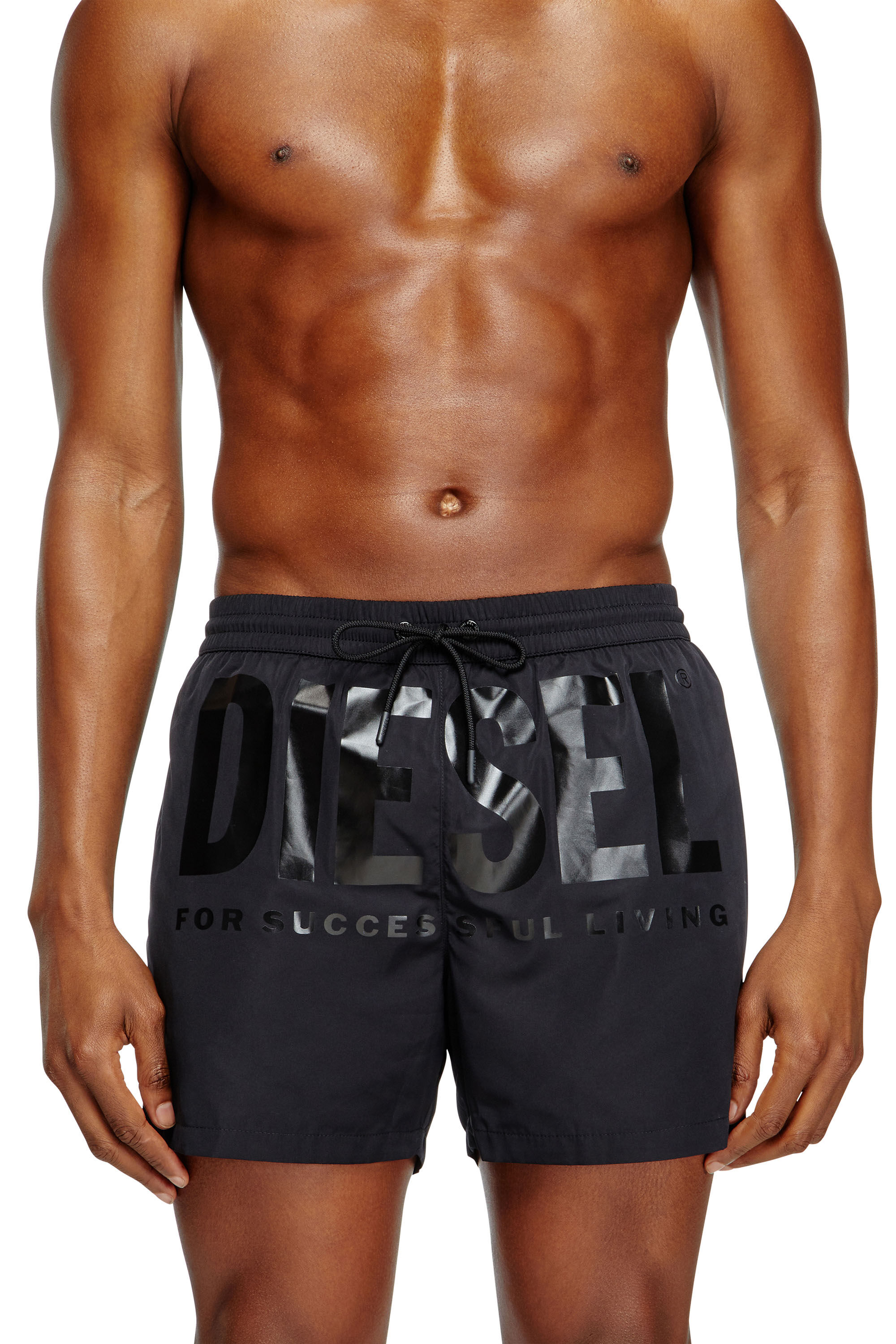 Men's Mid-length swim shorts with maxi logo | Black | Diesel Men's Mid-length swim shorts with maxi logo | Black | Diesel