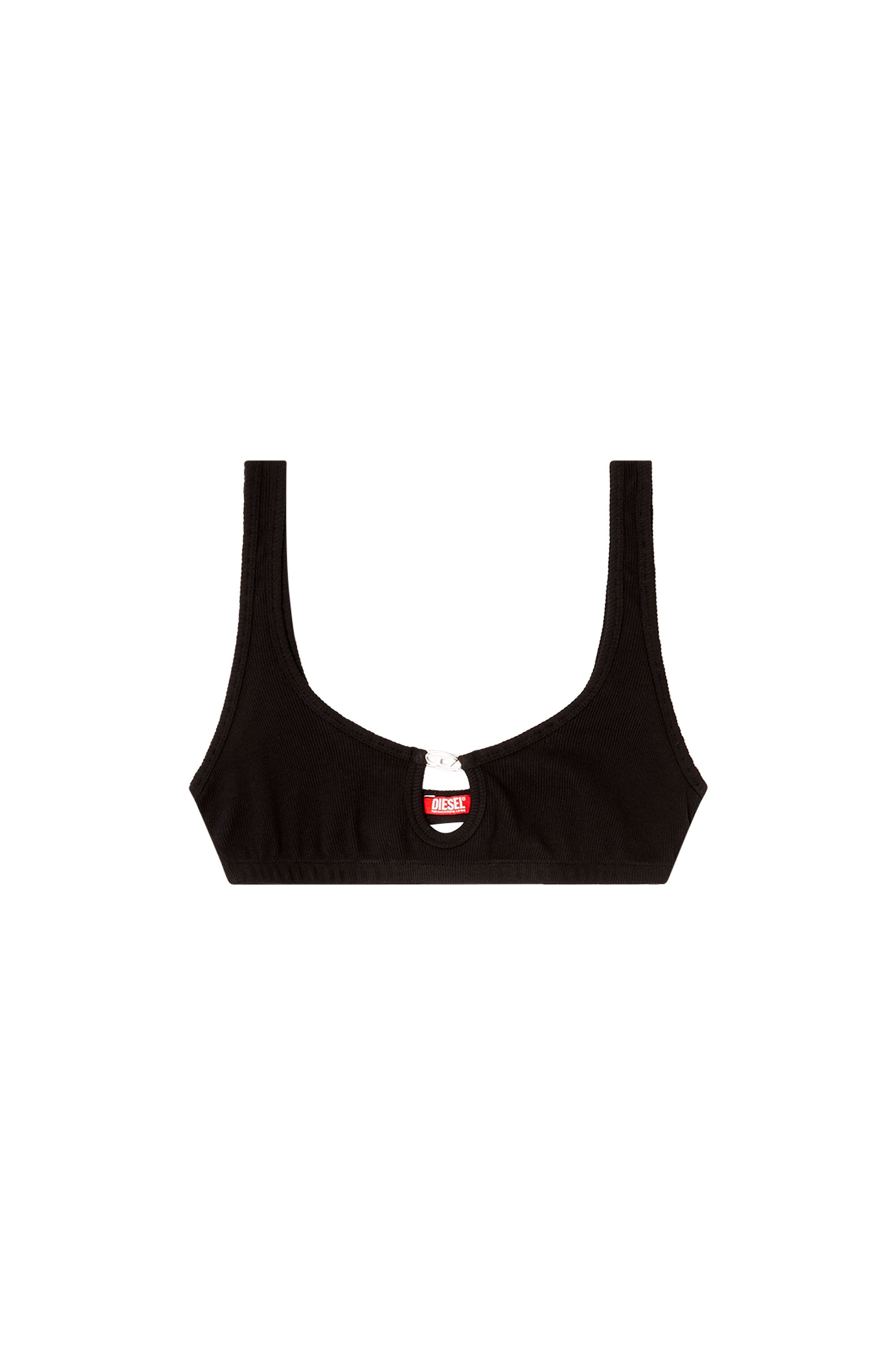Diesel - FLORENCE-DNM, Woman's Soft bra in cotton rib with jewel Oval D in Black - 2