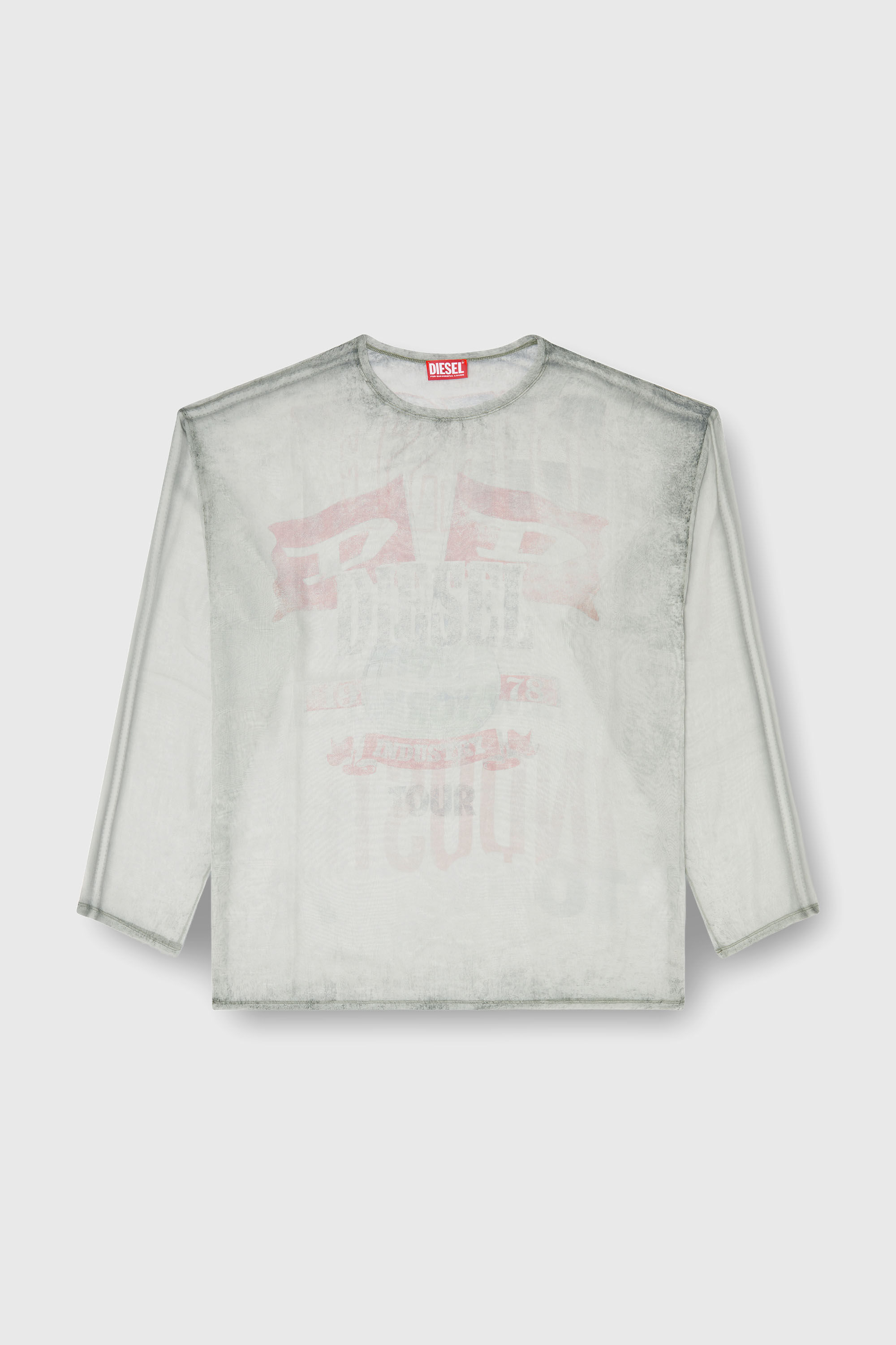 Diesel - T-DOUBLEX-LS, Man's Sheer chiffon top with concert graphics in Light Grey - 2