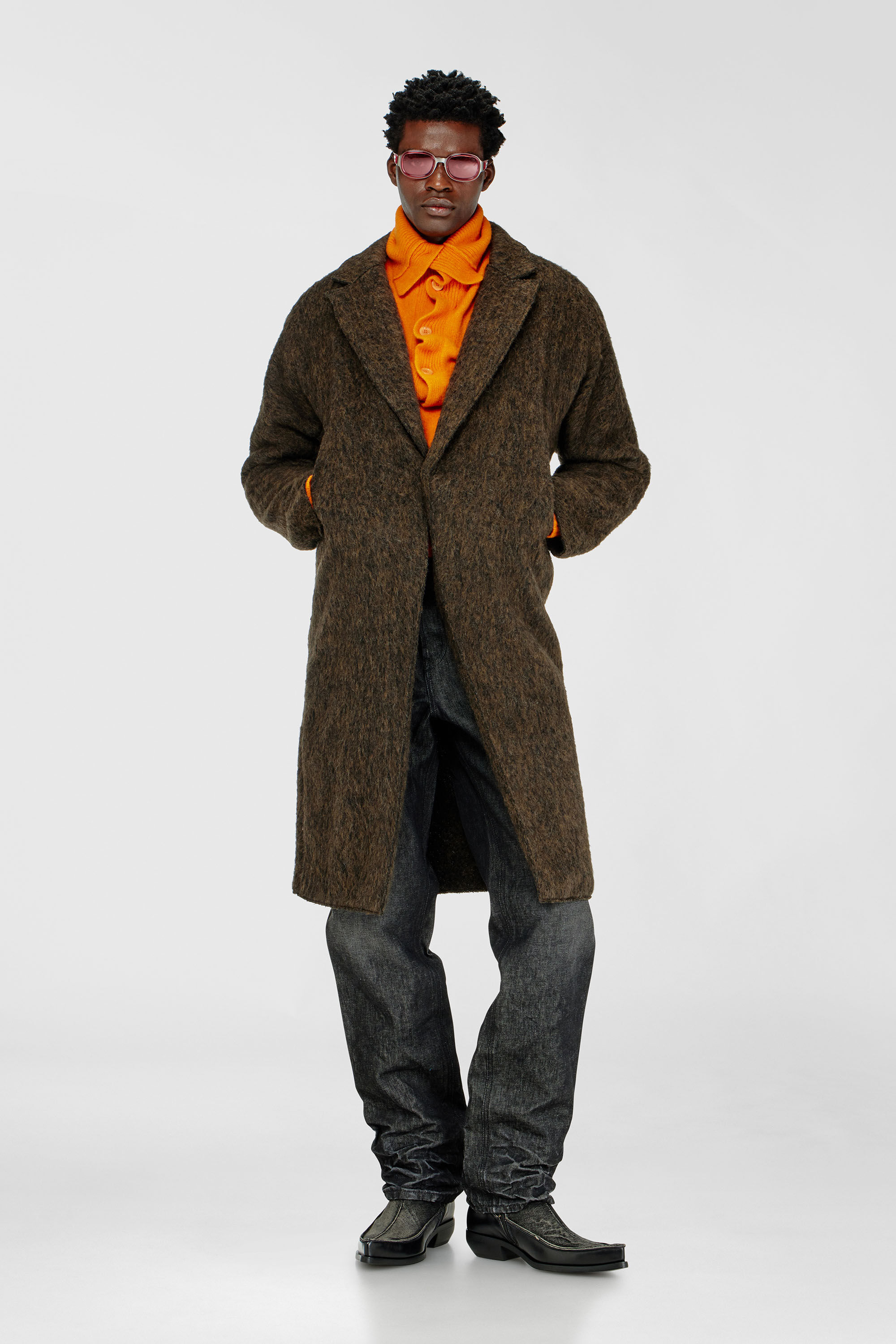 Men's Coat in wool and alpaca blend | Brown | Diesel TR