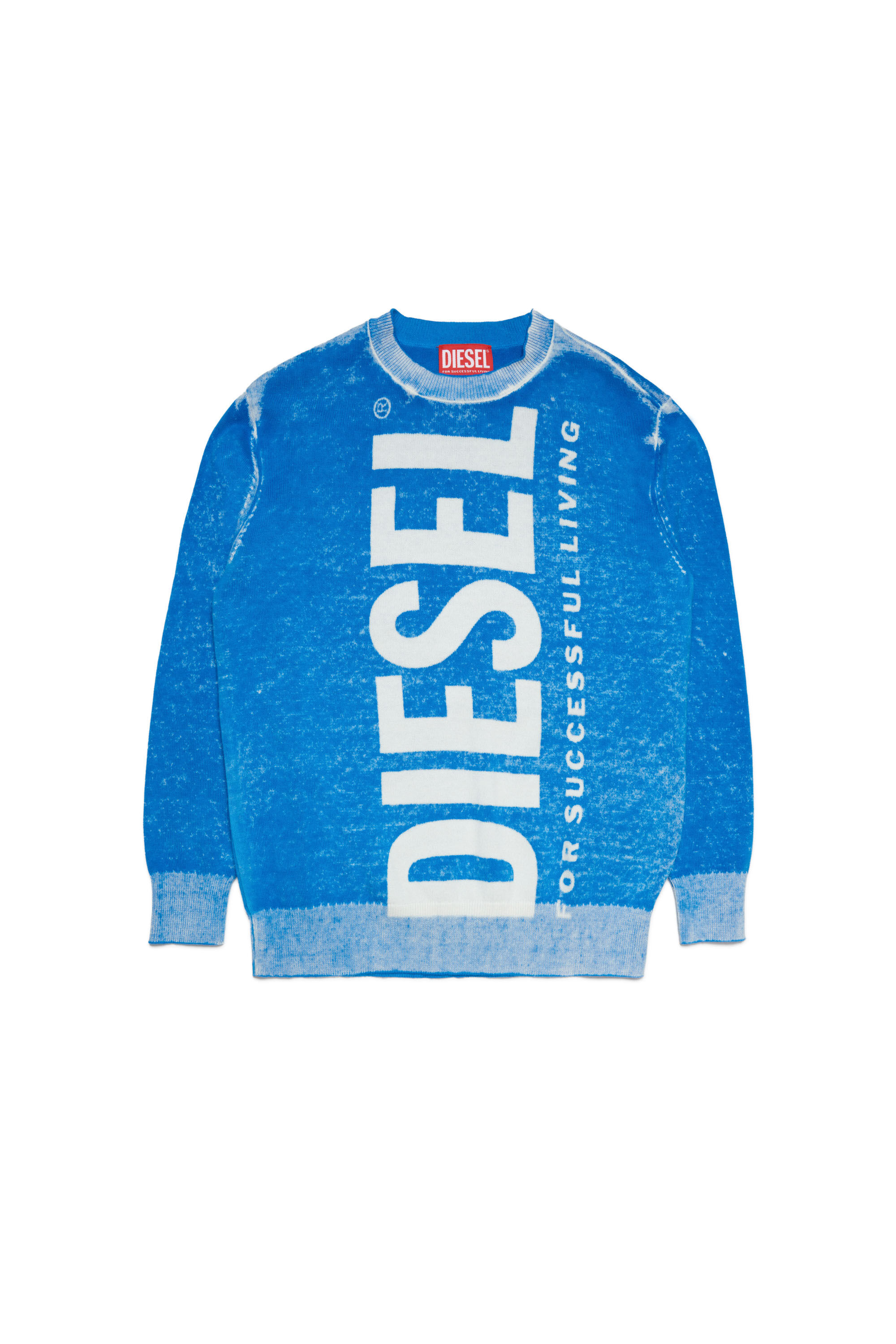 Diesel - KFLOW OVER, Man Knit sweater with Diesel lettering in Blue - Image 1