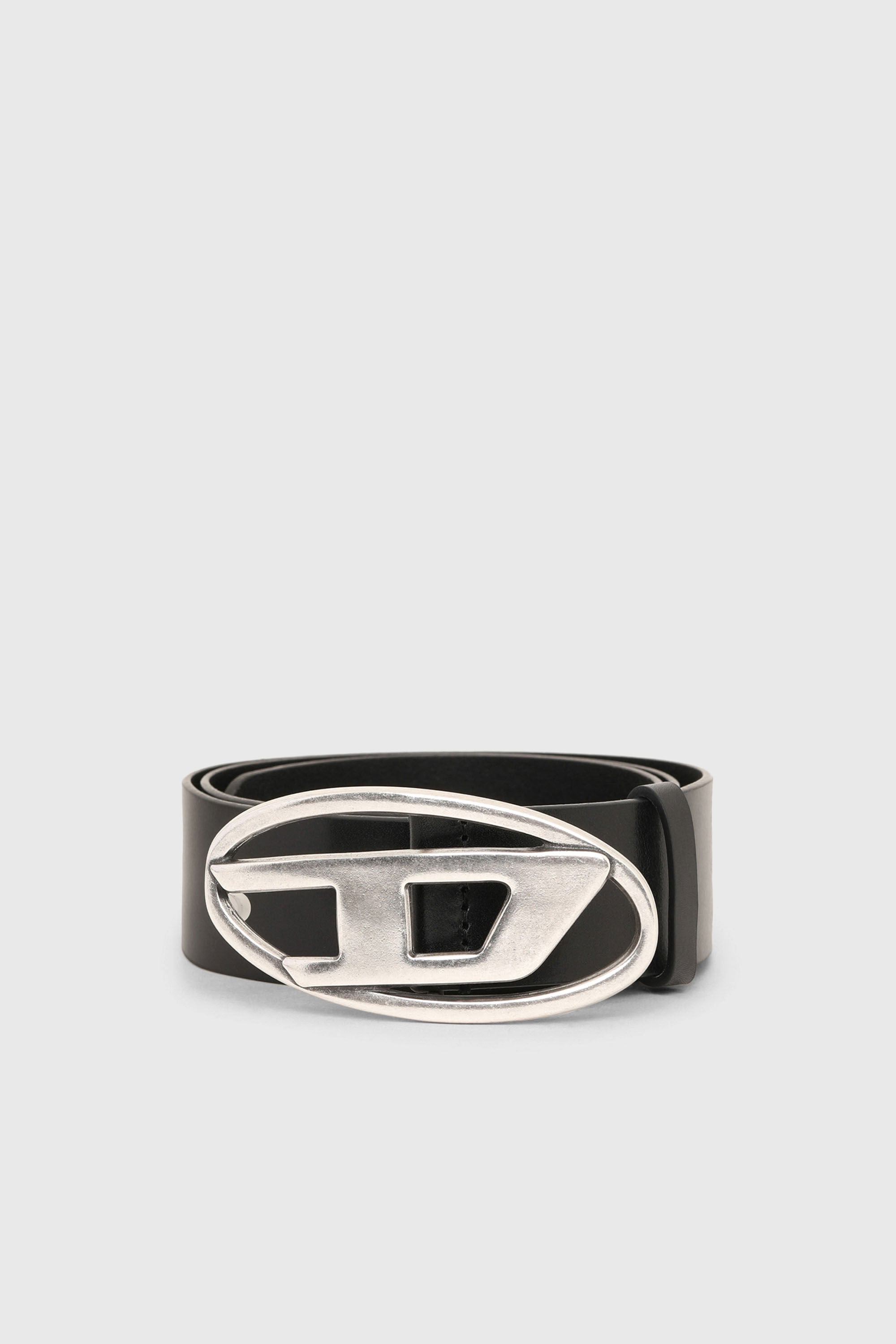 B-1DR: Leather Belt with silver D logo buckle | Diesel