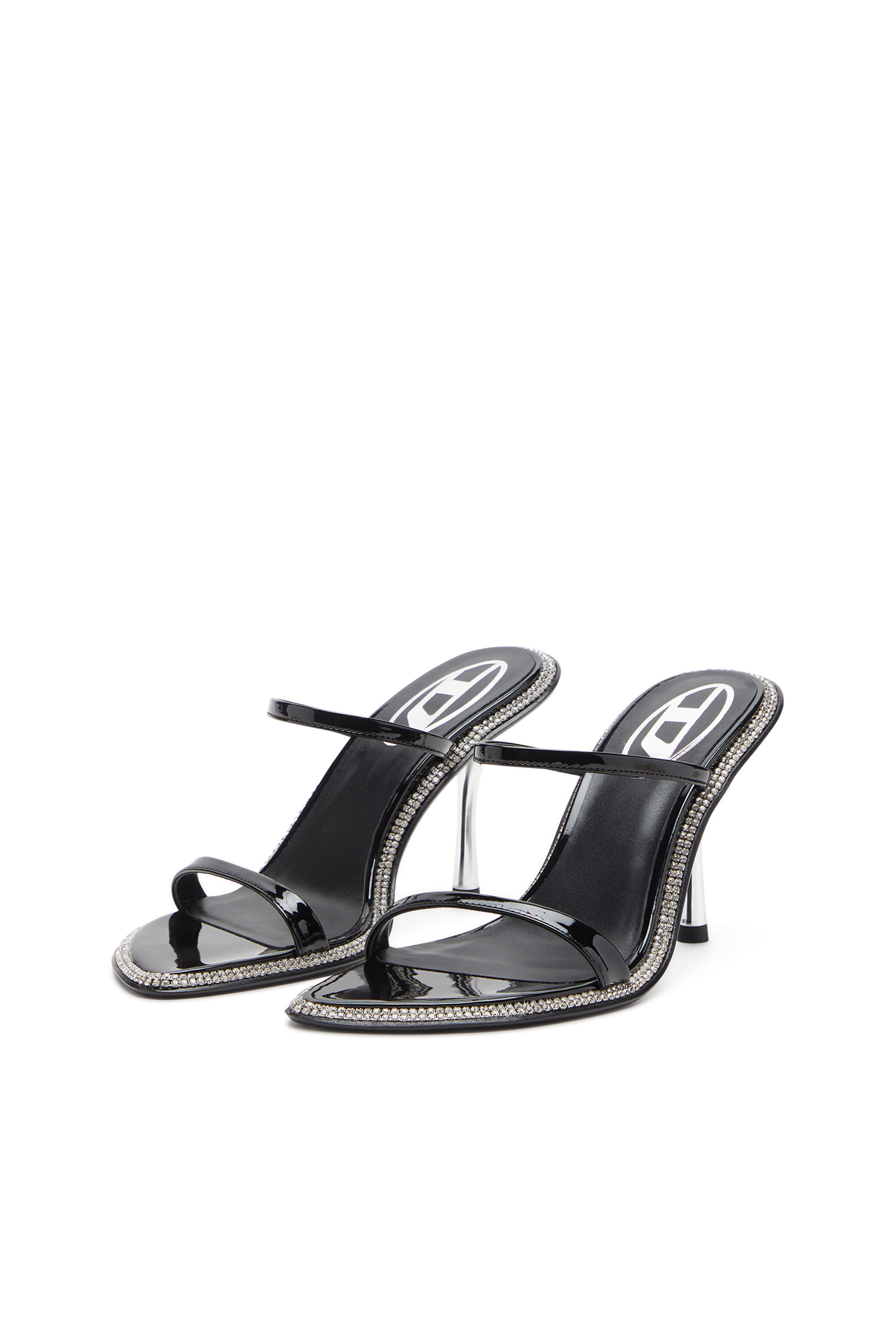 Diesel - D-HAVANNA SDL, Woman's D-Havanna-Strappy patent mules with crystals in Black - 9