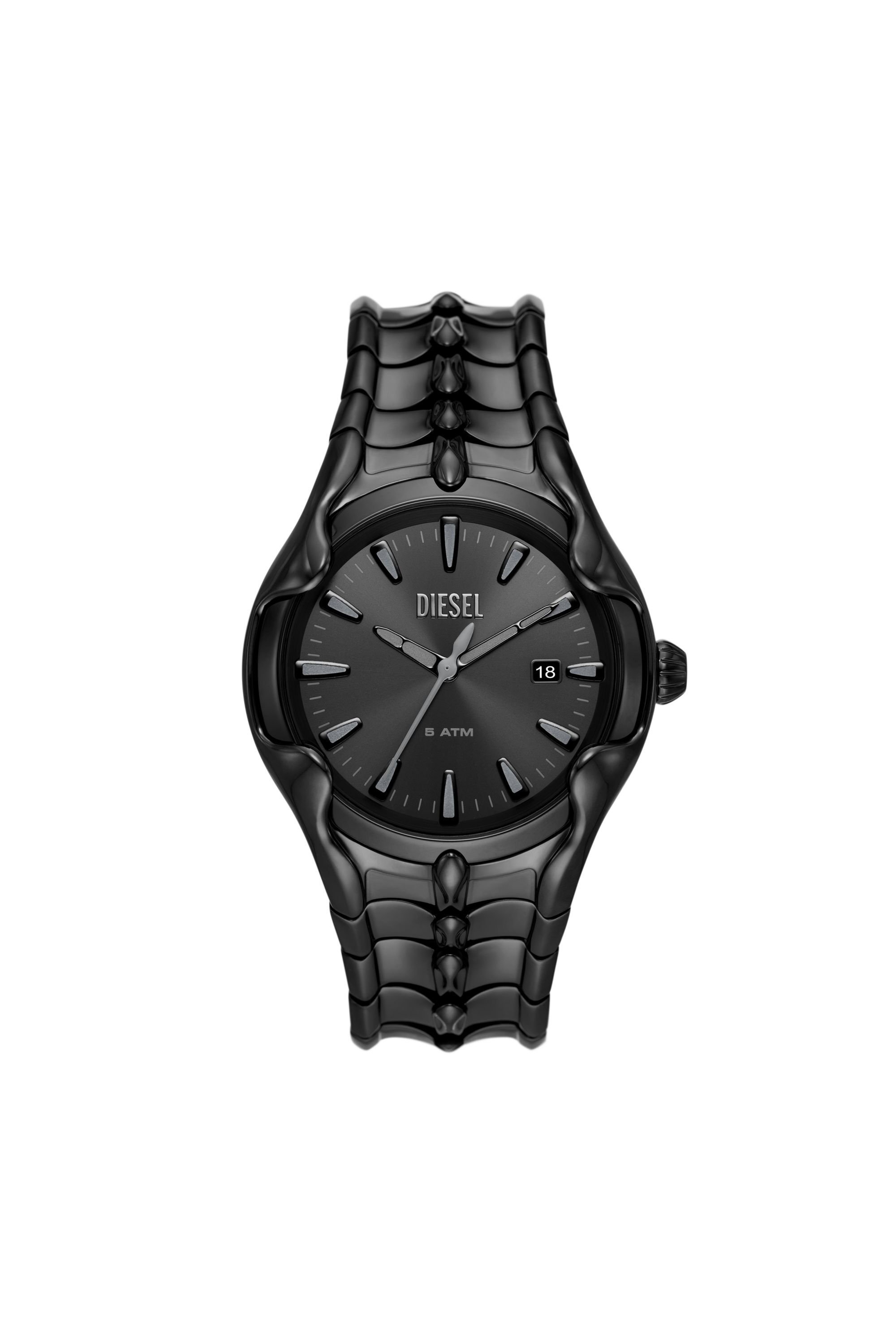 Men's Vert Three-Hand Date Black Stainless Steel Watch | DZ2187 Diesel