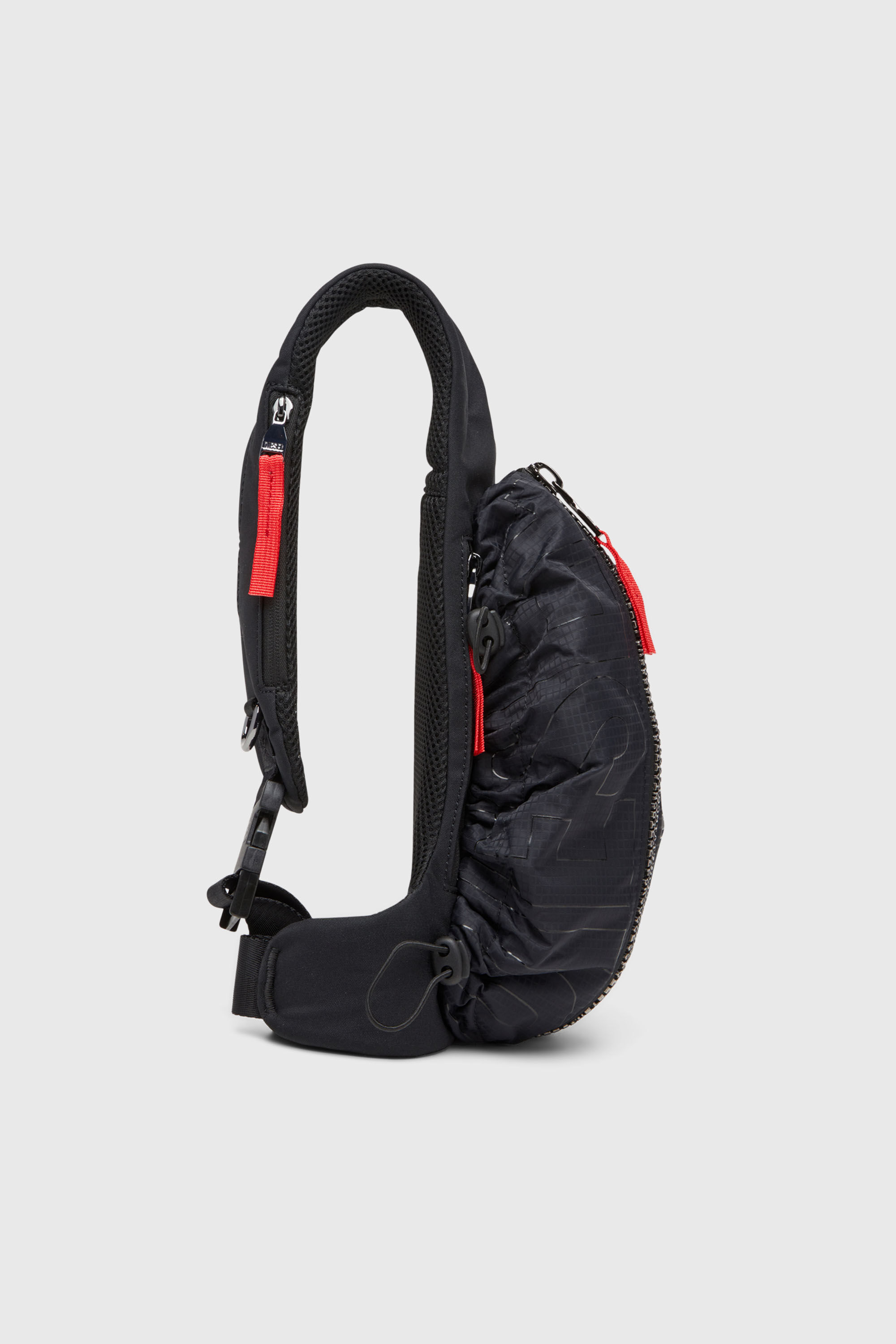 Men's Zip-D-Sling bag in check-jacquard shell | Black | Diesel TR
