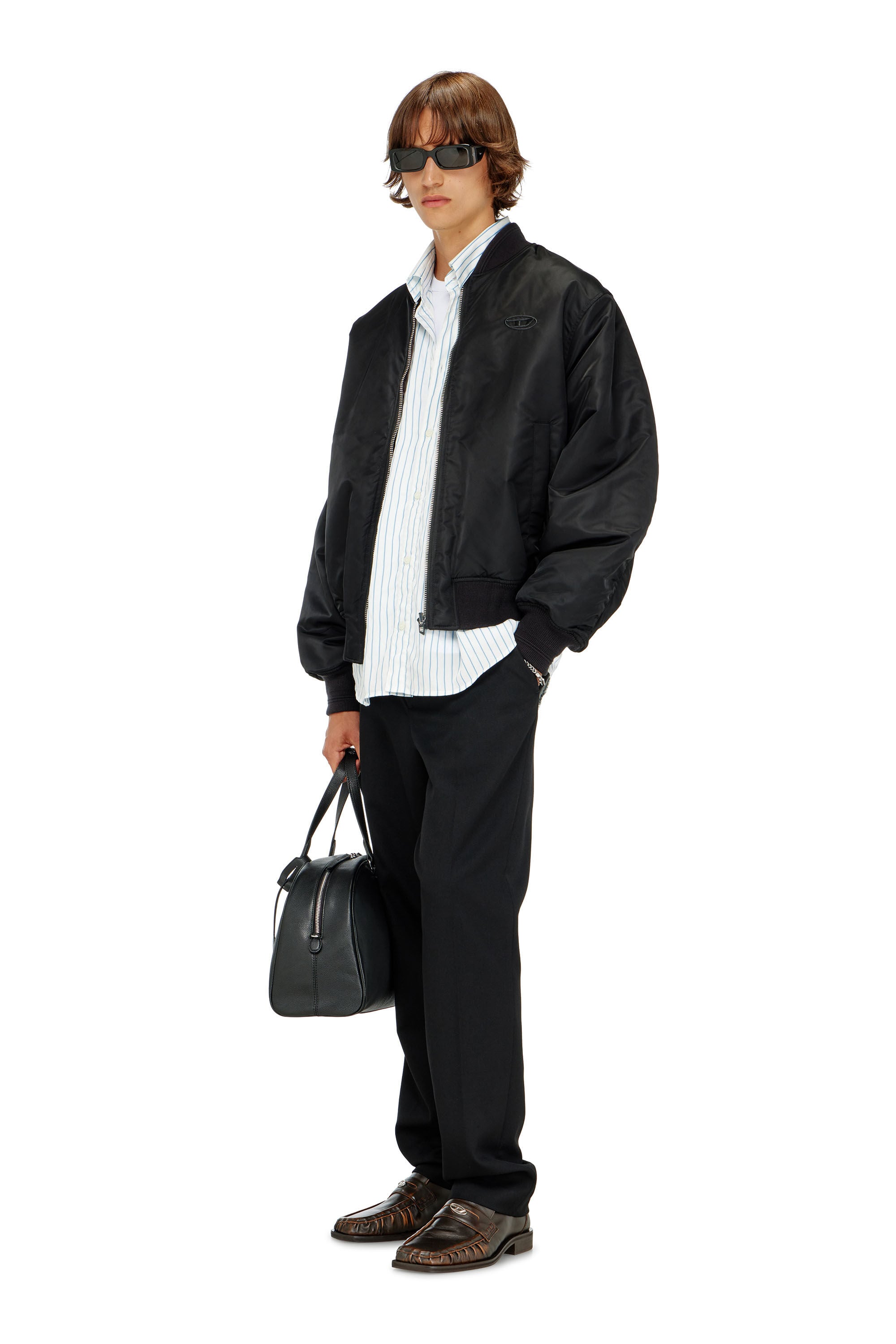 Men's Padded bomber jacket with Oval D embroidery | Black | Diesel TR
