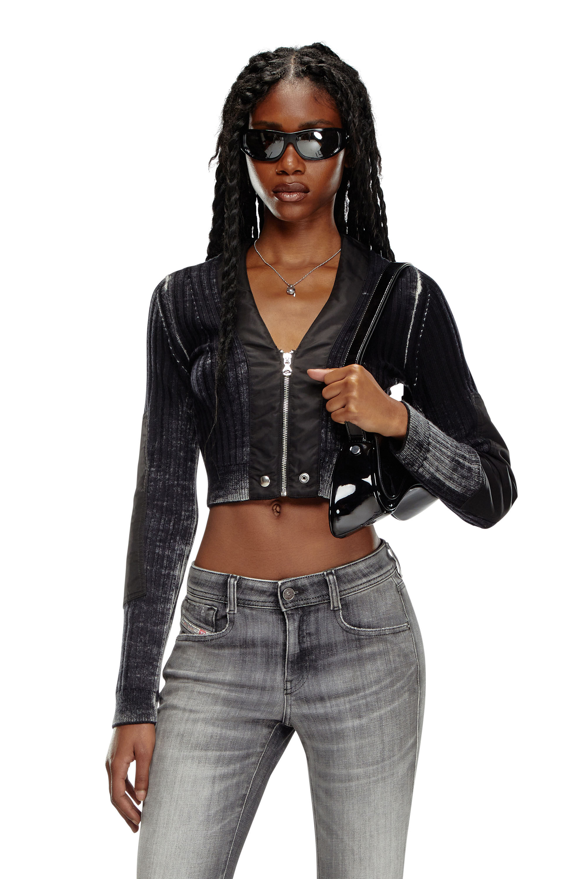 Jeans crop top and cardigan sale