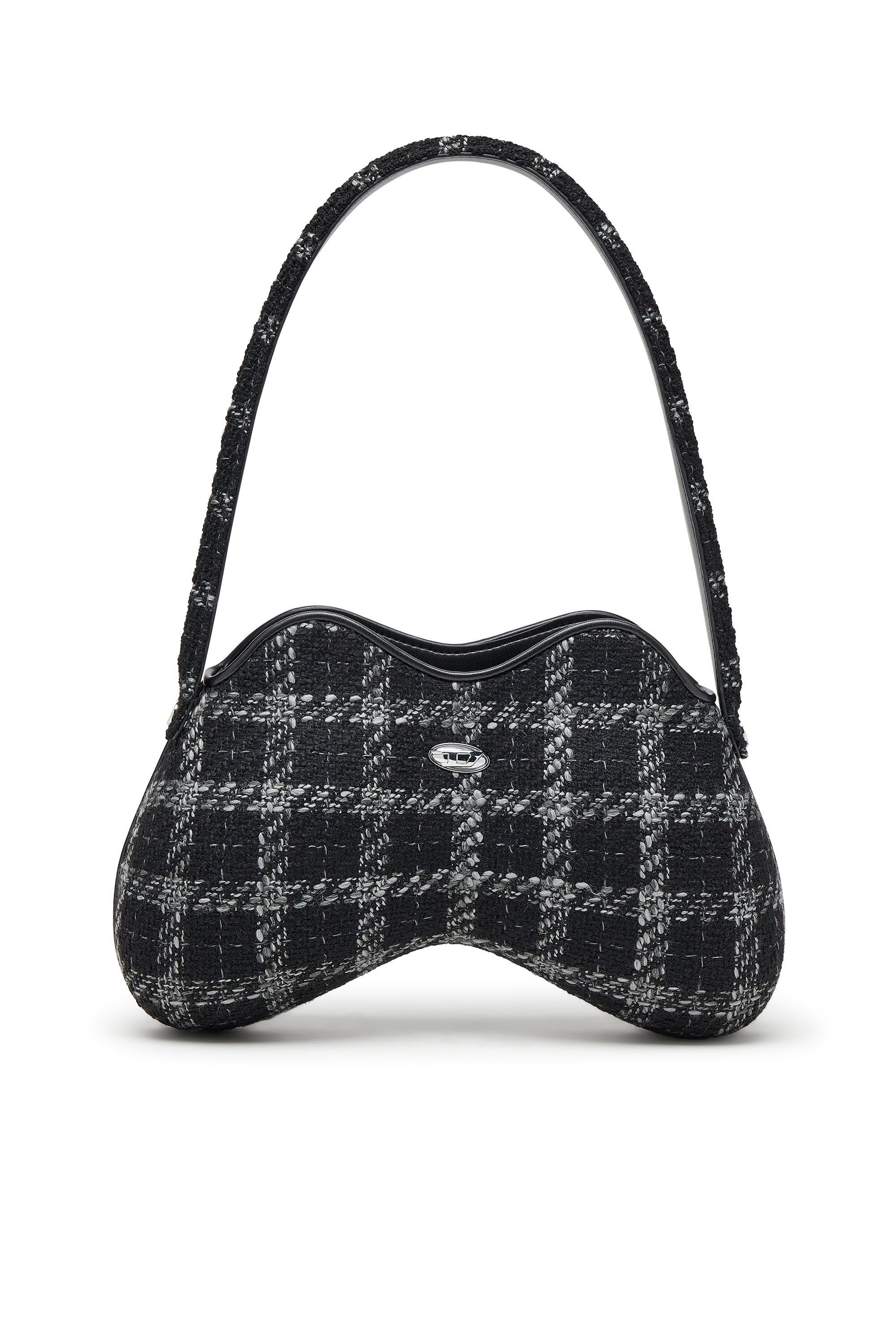 Diesel - DOUBLE-D SHOULDER, Woman's Double-D-Shoulder bag with houndstooth motif in Black - 1