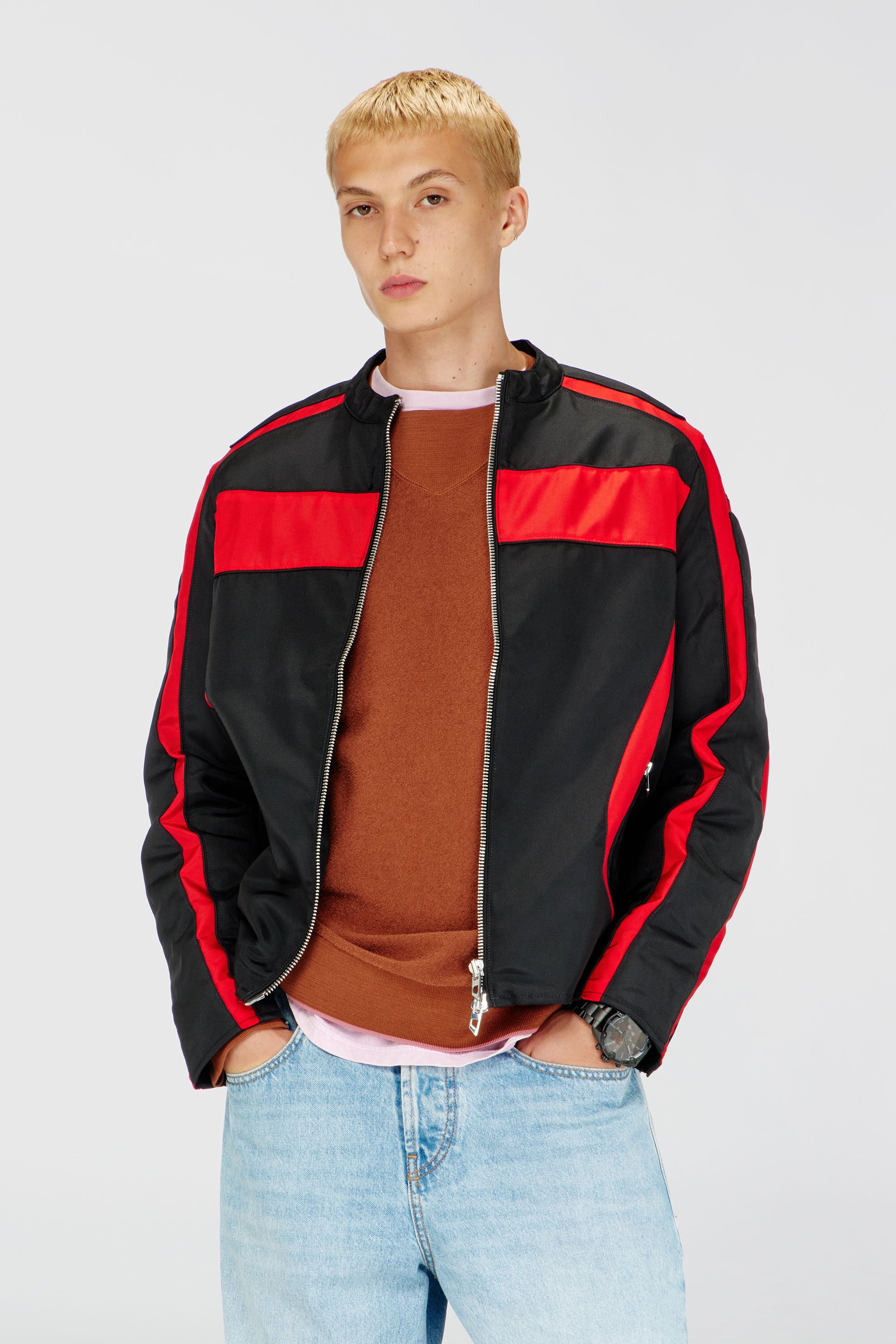DIESEL　メンズジャケット Men's Biker jacket in colour-block canvas | Multicolor | Diesel TR