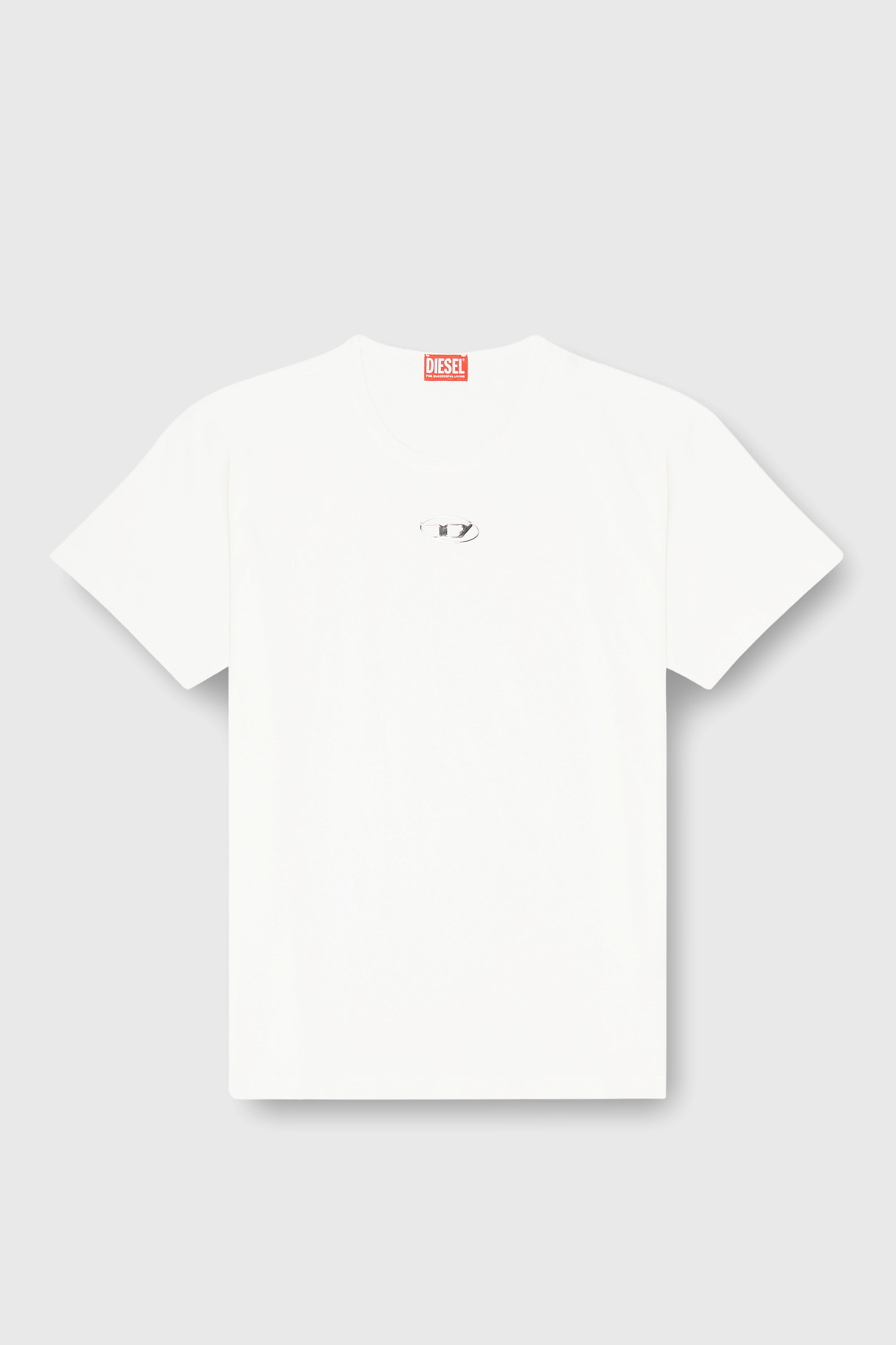 Men's Light cotton T-shirt with metallic Oval D logo | White