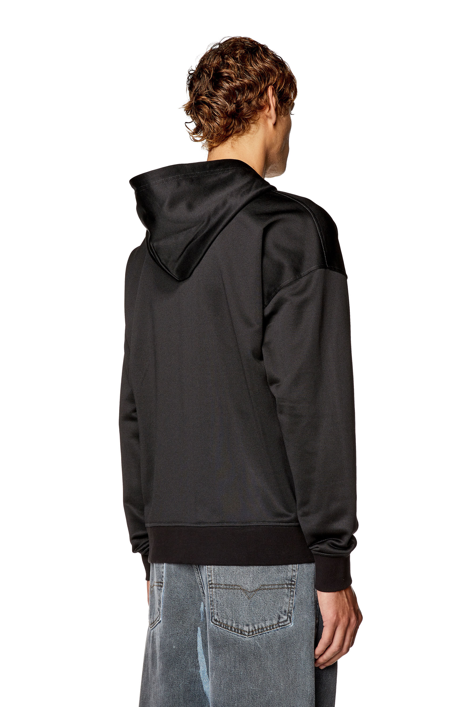 Men's Zip hoodie with embossed Oval D logo | Black | Diesel