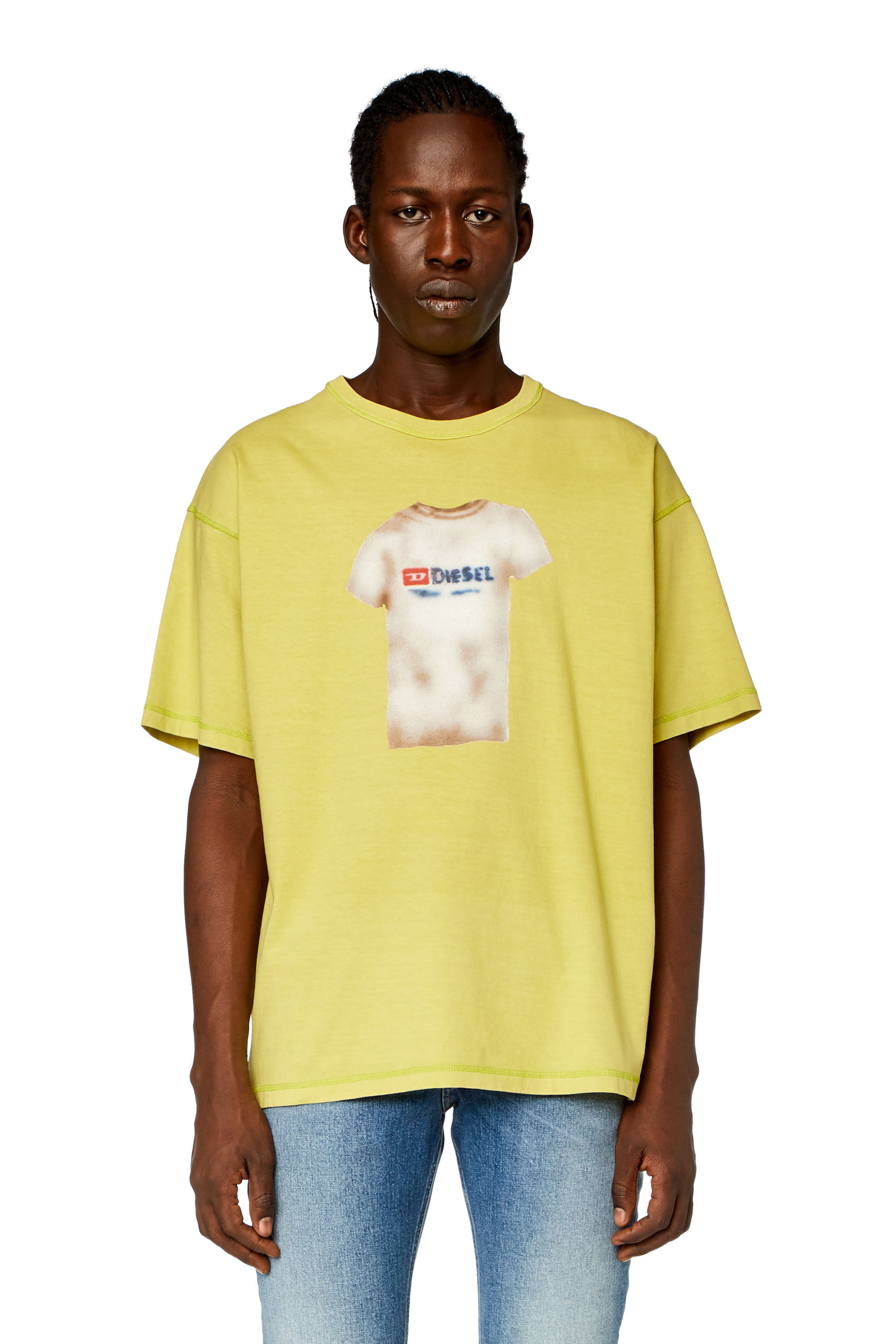 Diesel - T-BOXT-N12, Man's T-shirt with airbrush print in Yellow - 2