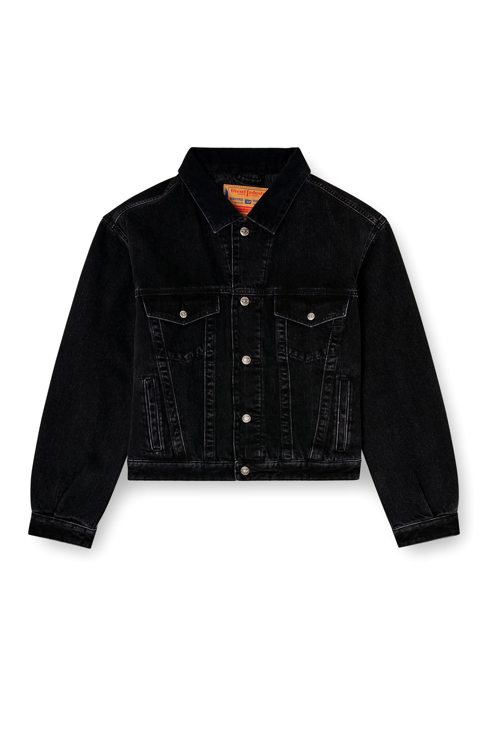 Women's Padded trucker jacket in denim | Black | Diesel {{Country}}