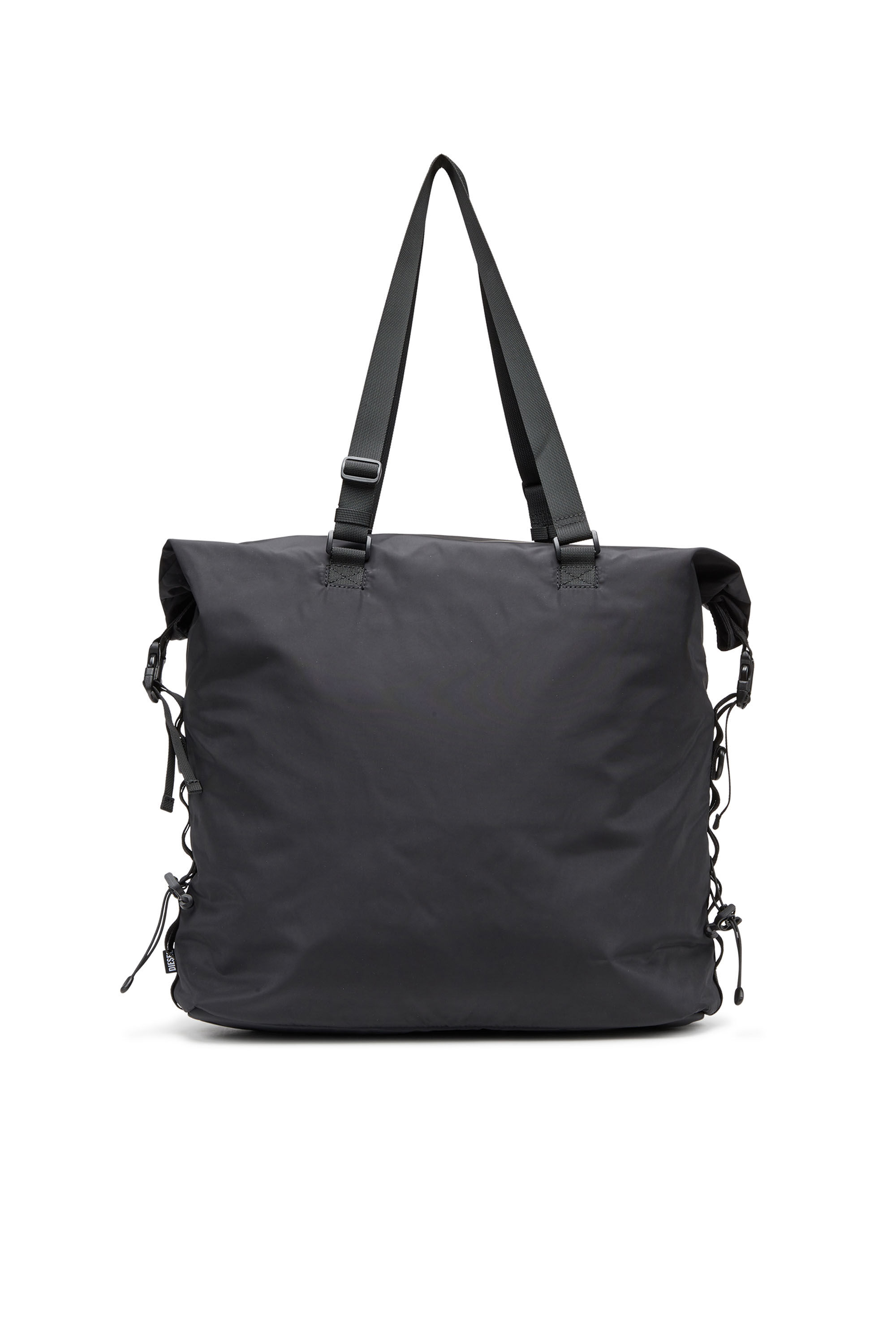 Diesel - DRAPE TOTE, Man's Drape-Nylon roll-top crossbody bag in Black - 3