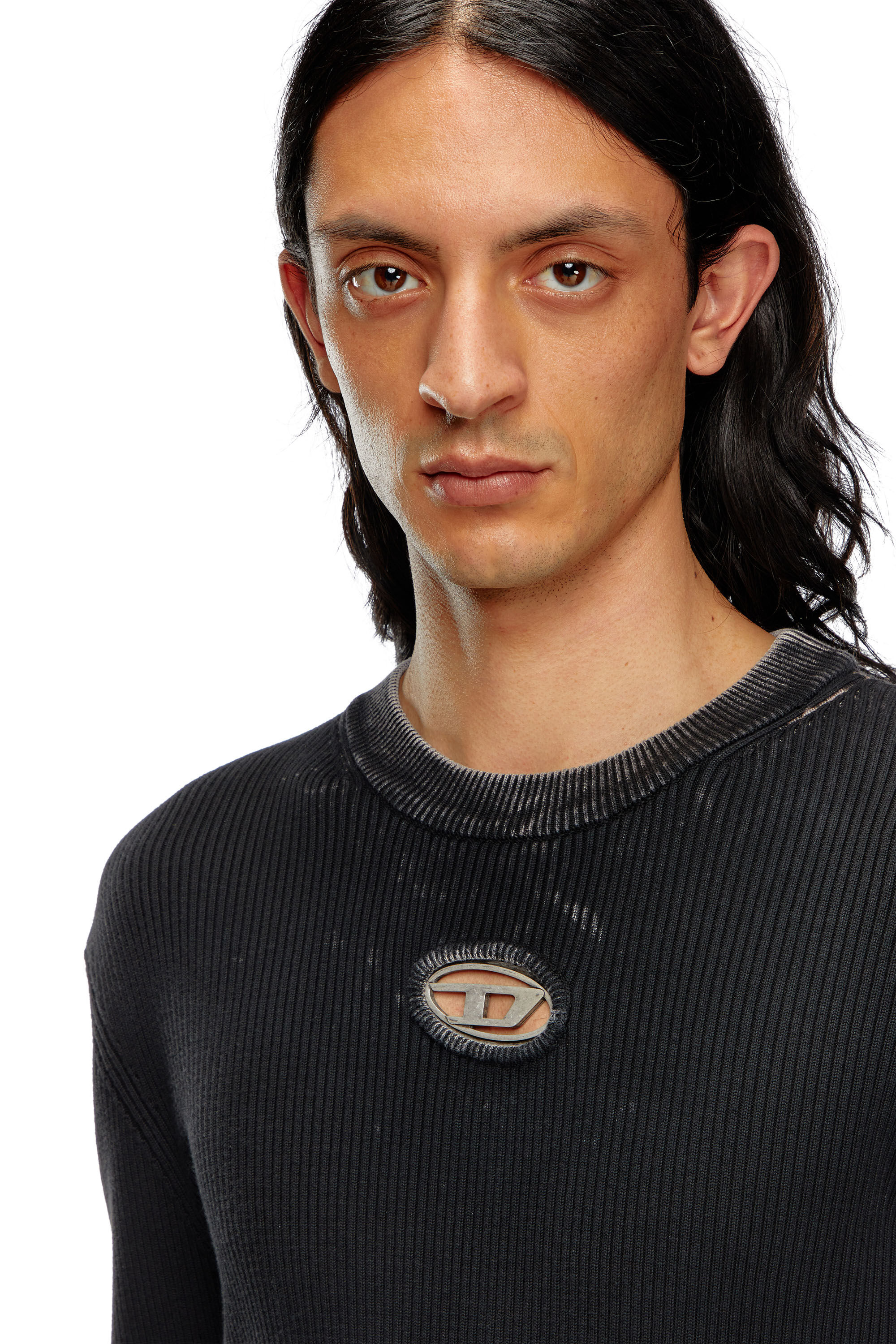 Men's Cut-out jumper with Oval D | Black | Diesel