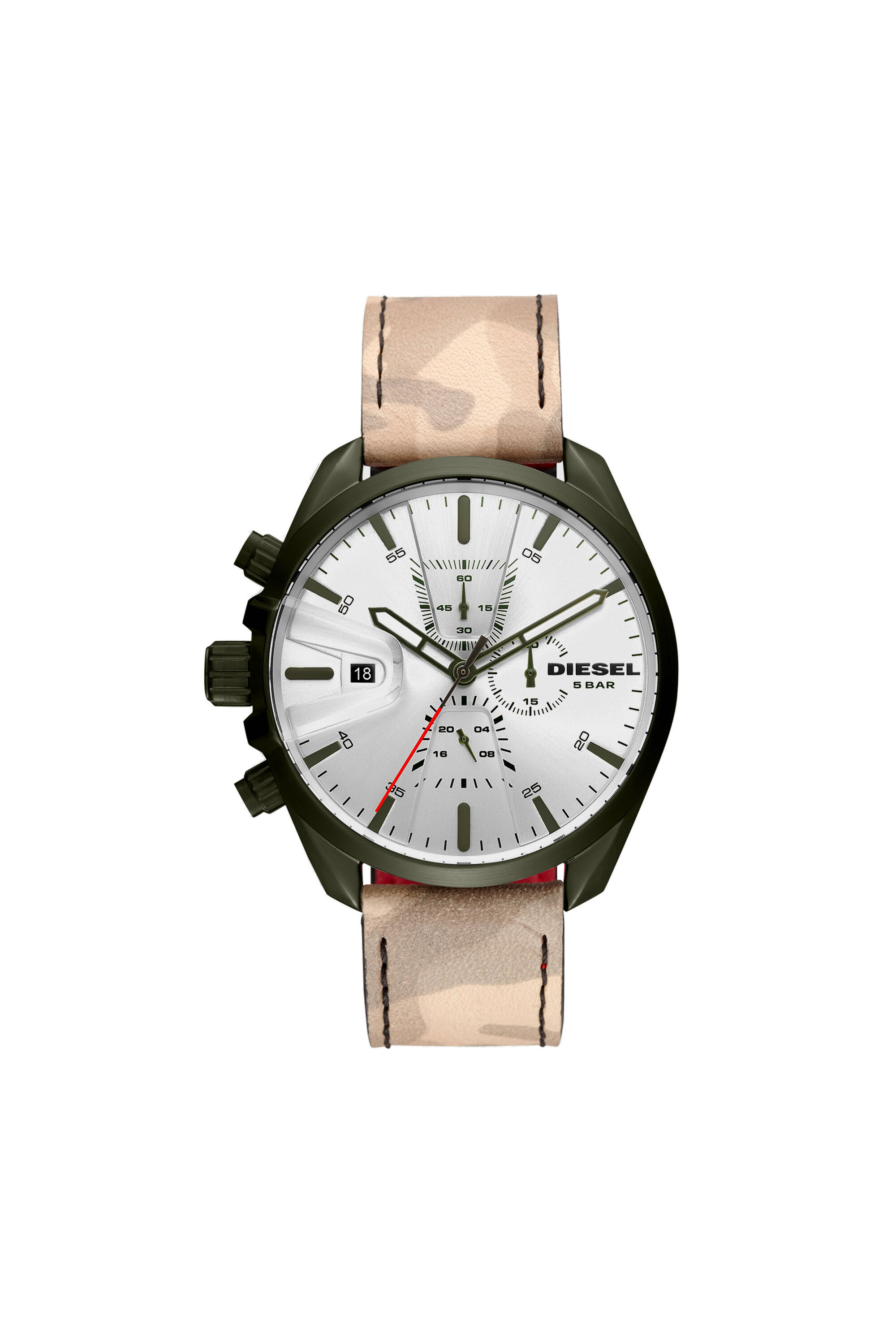 DZ4472 Man: Camo watch with red backing strap, 47 mm | Diesel