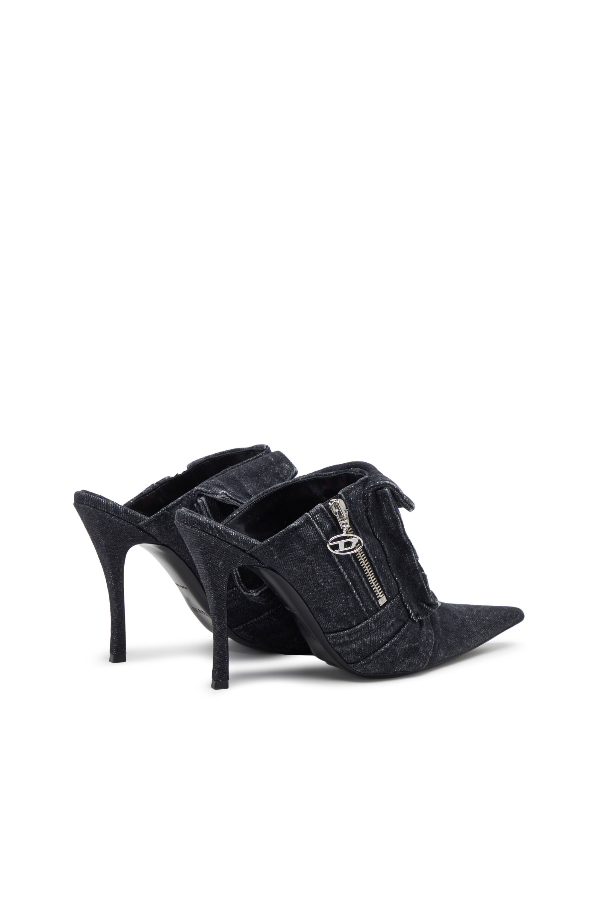 D-VENUS POCKET ML Woman: Heeled mules in sun-faded denim | Diesel