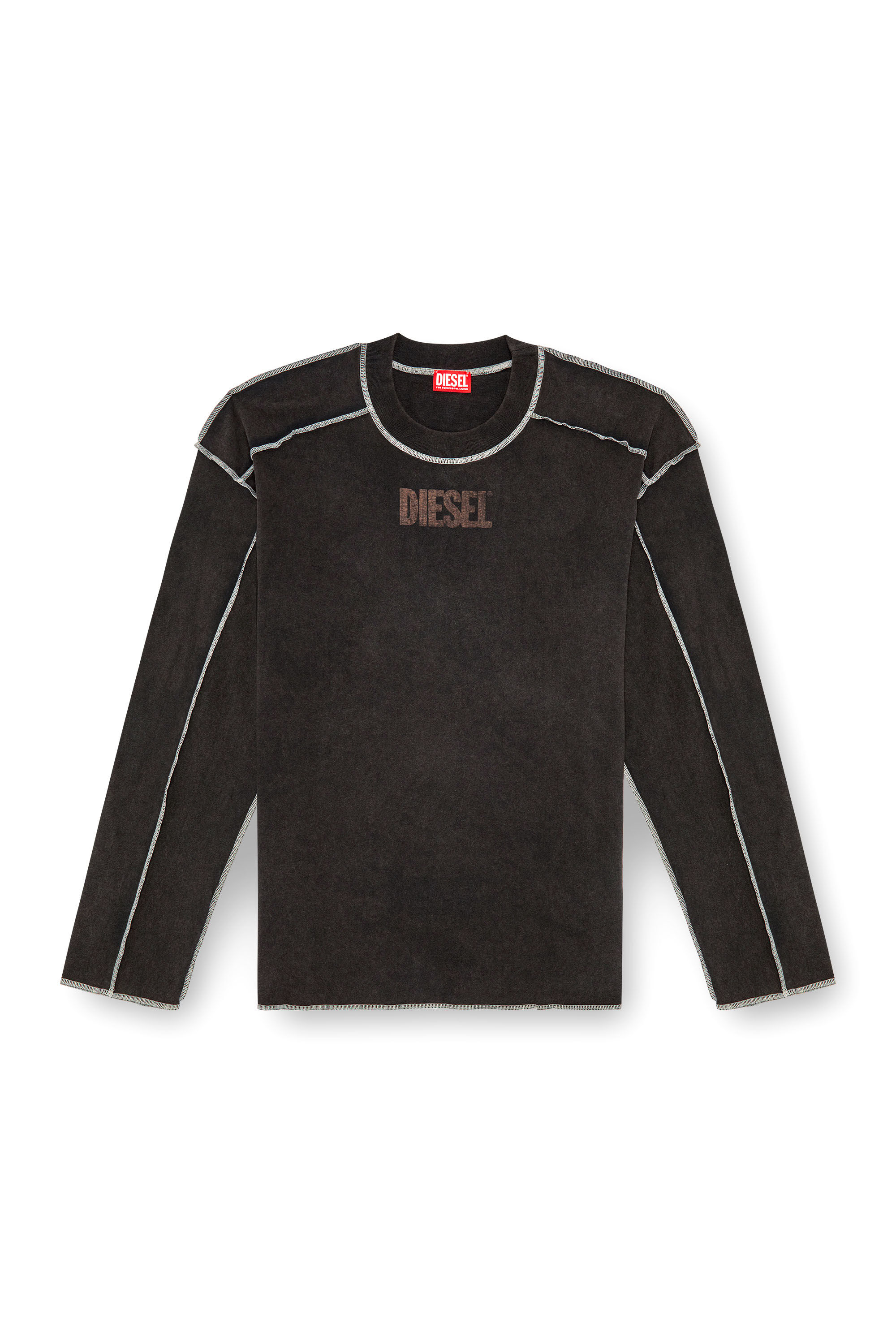 Men's Long-sleeve T-shirt with inside-out effect | Grey | Diesel