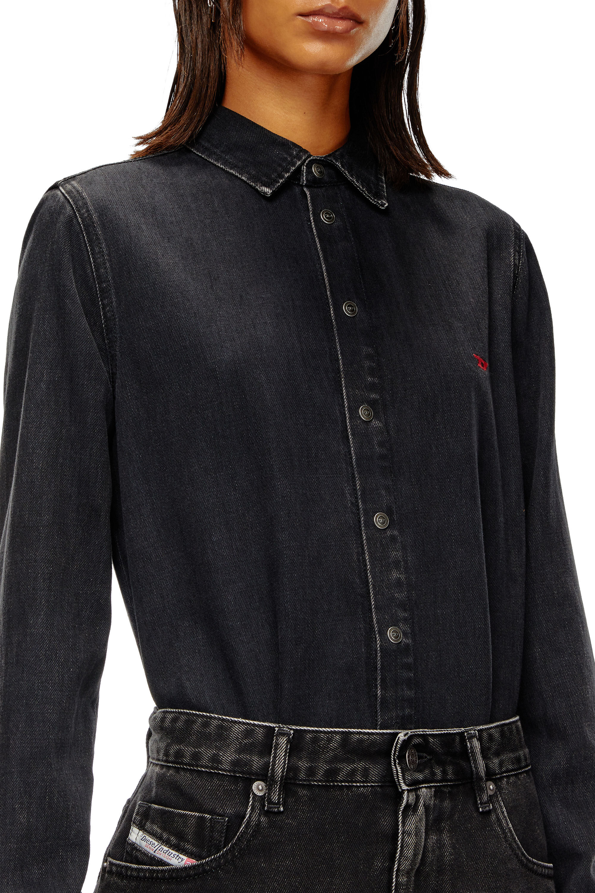 Women's Denim dress with skirt detail | Black | Diesel