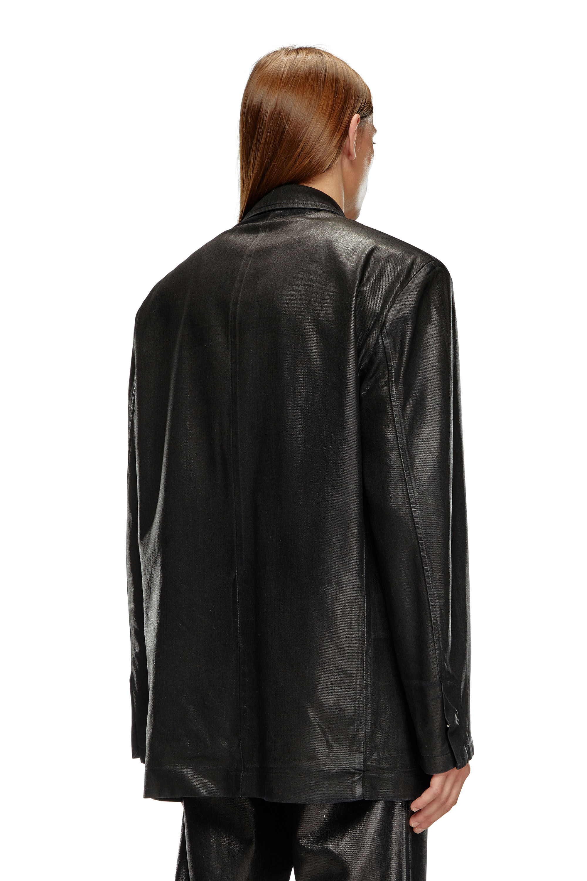 Women's Blazer in coated tailoring denim | Black | Diesel