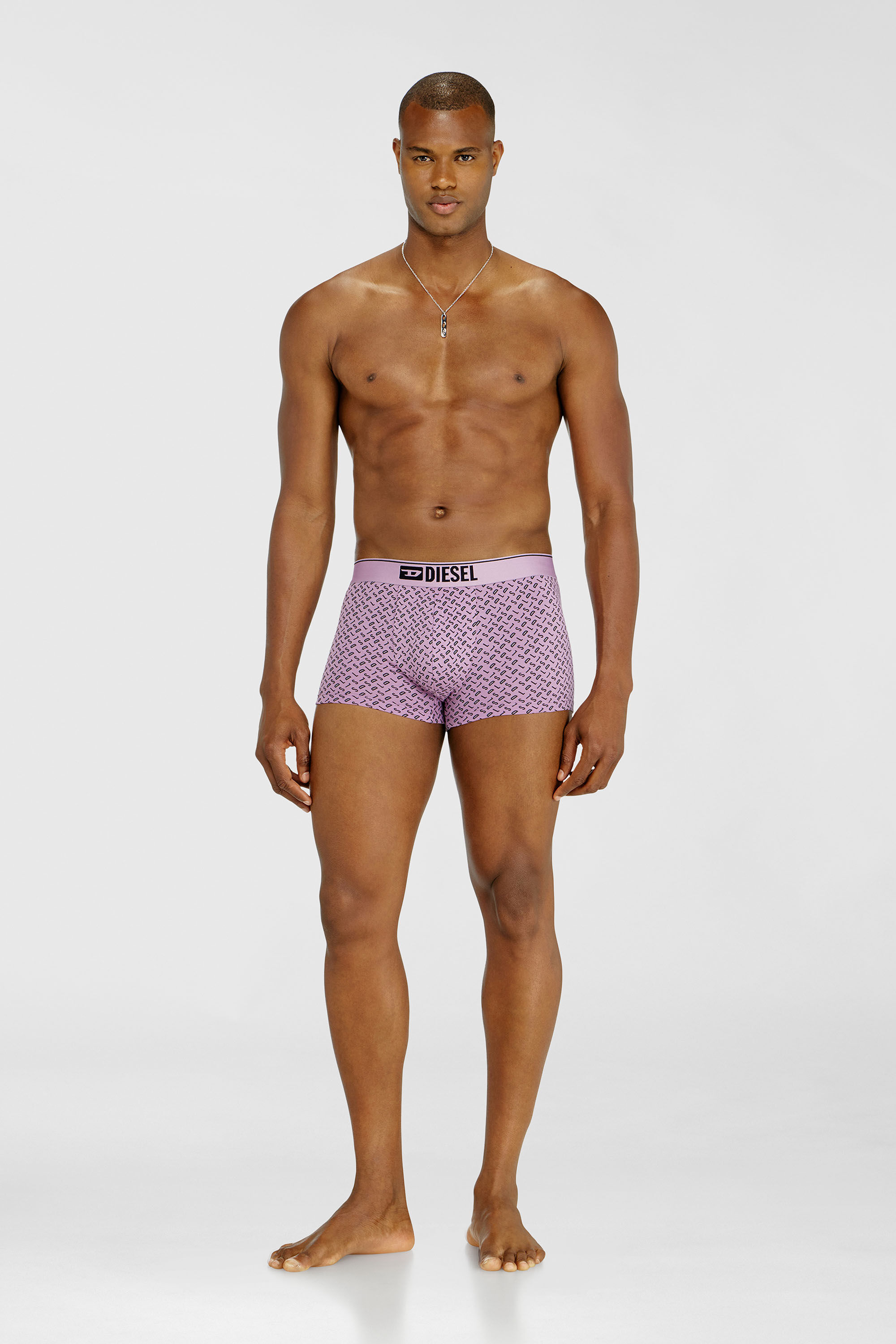 Diesel - DAMIEN-D-BOX-3PACK, Man's Three-pack of stretch cotton trunks with monogram in Lilac - 1