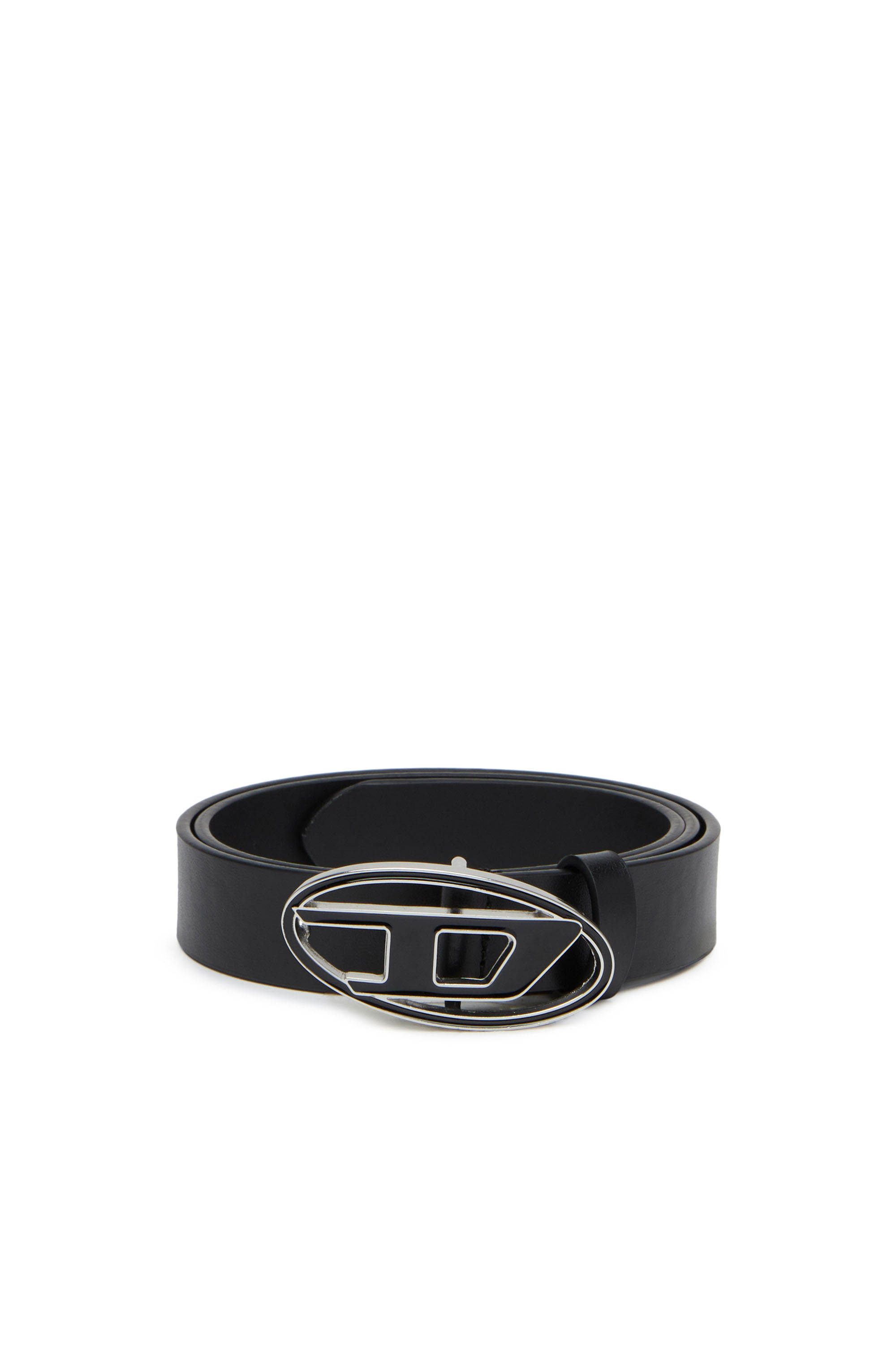 Women's Leather belt with enamelled buckle | Black | Diesel