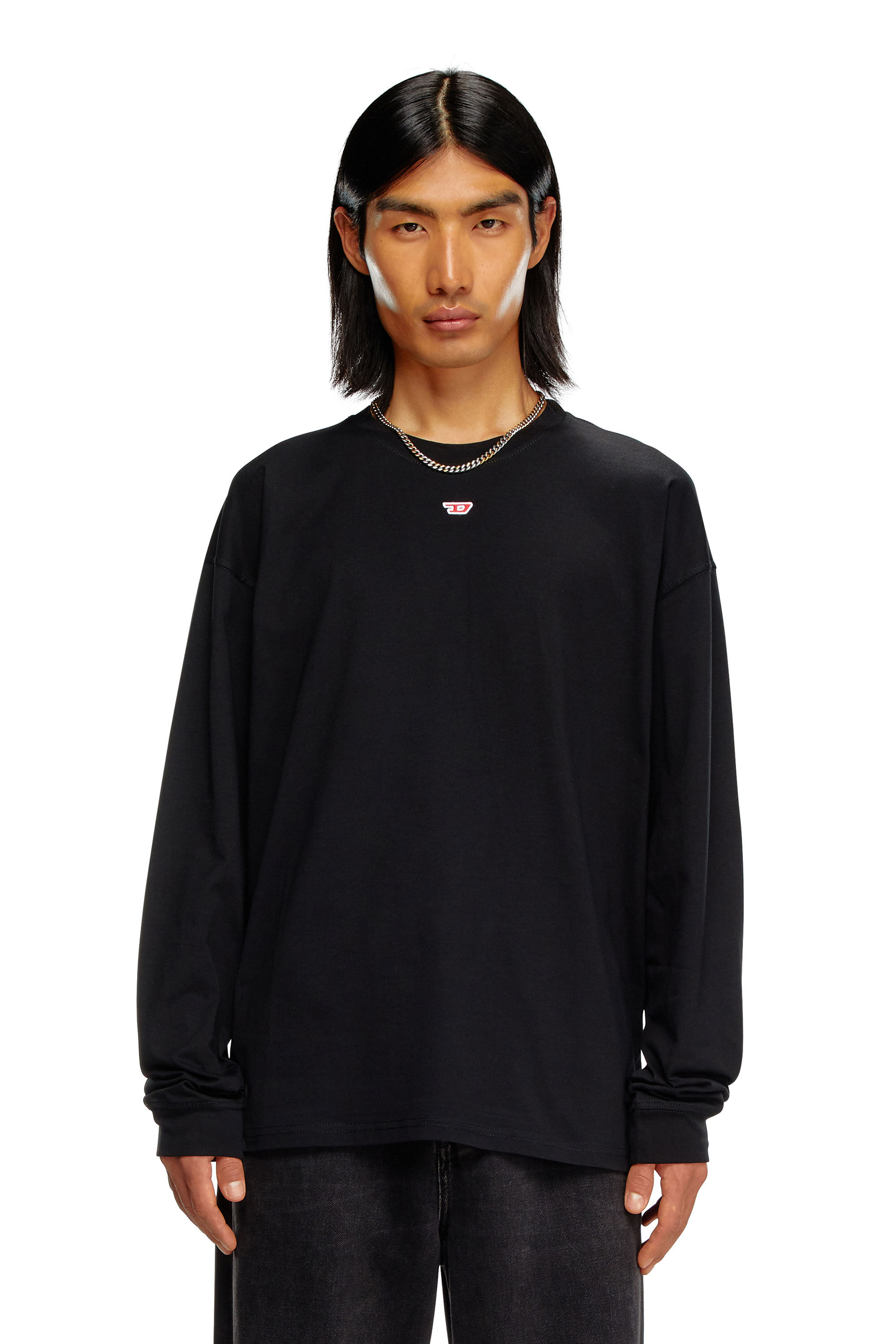 Diesel - T-BOXT-LS-D, Unisex's Longs-sleeve T-shirt with D patch in Black - 3