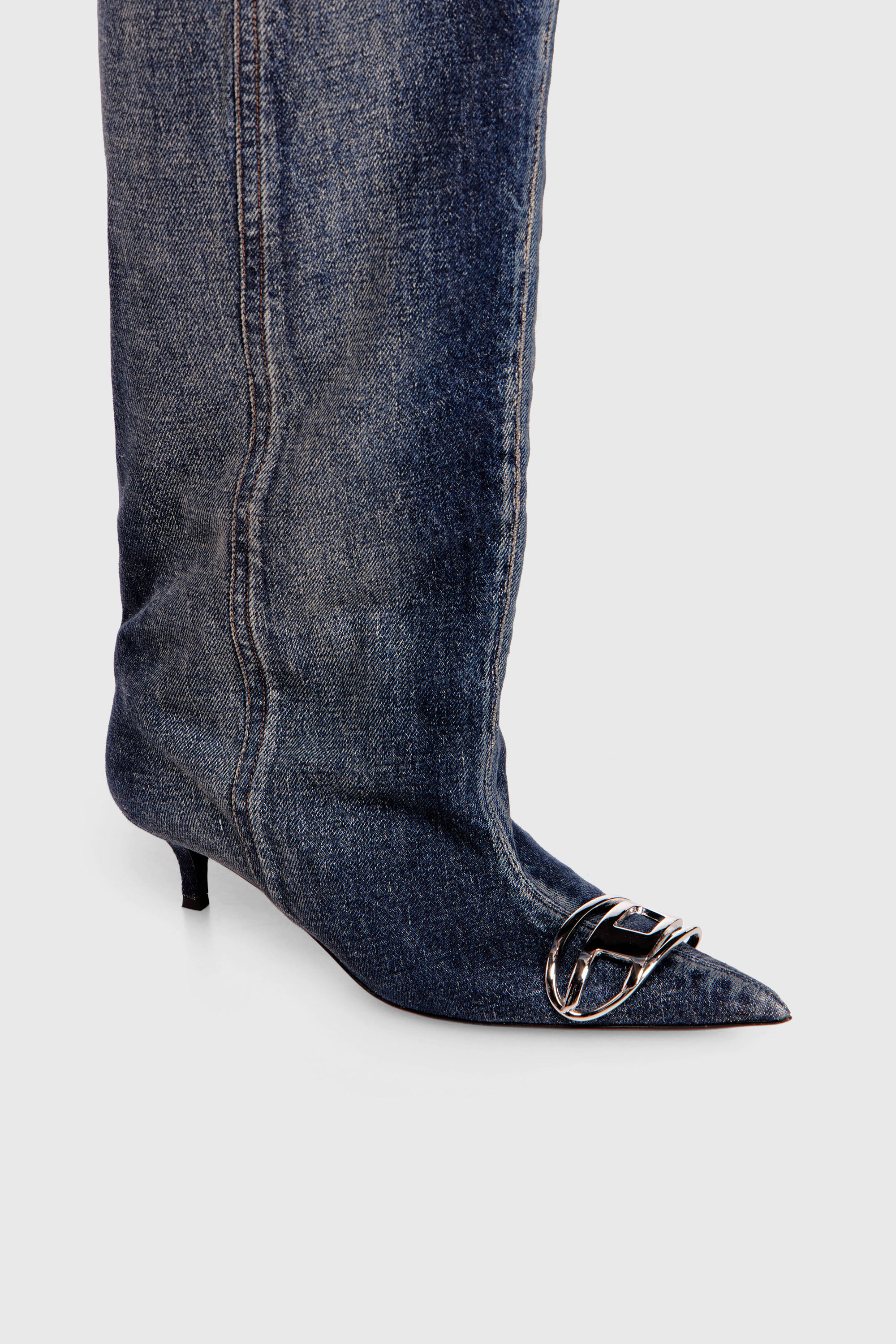 Women's D-Venus-Slouchy knee-high boot in denim | Blue | Diesel