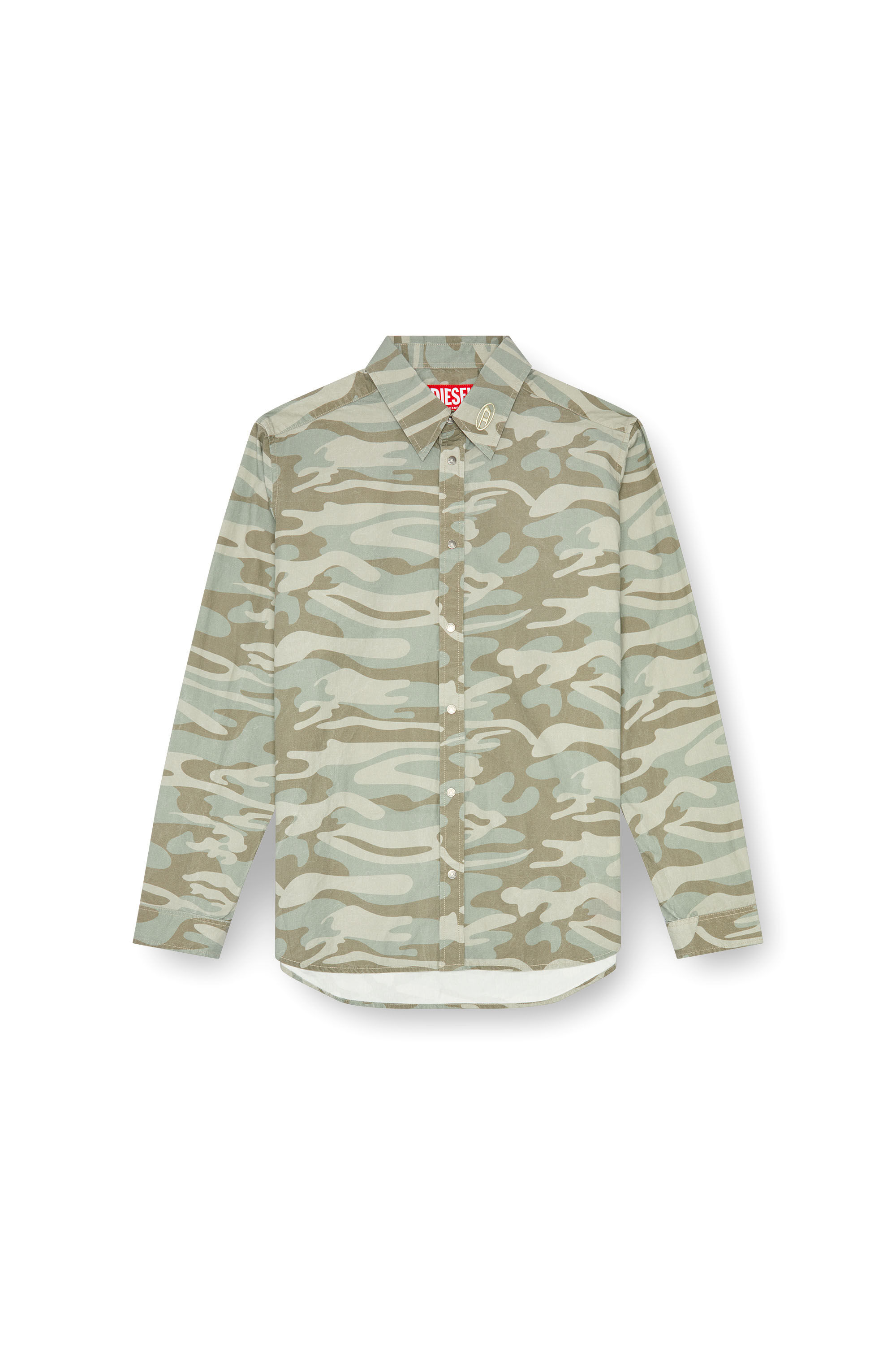 Men's Poplin shirt with camo print | Green | Diesel