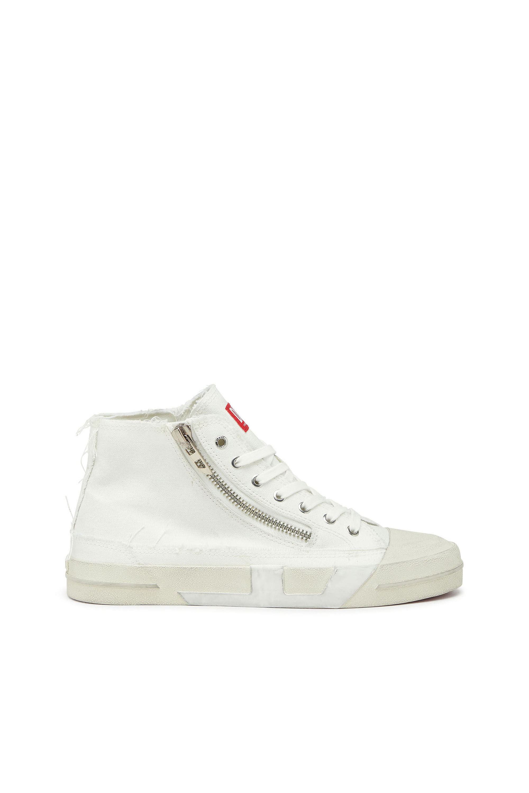 Diesel - S-D-VERSE ZIP MID II, Man's S-D-Verse -  Sneakers in frayed canvas with D logo in White - 1