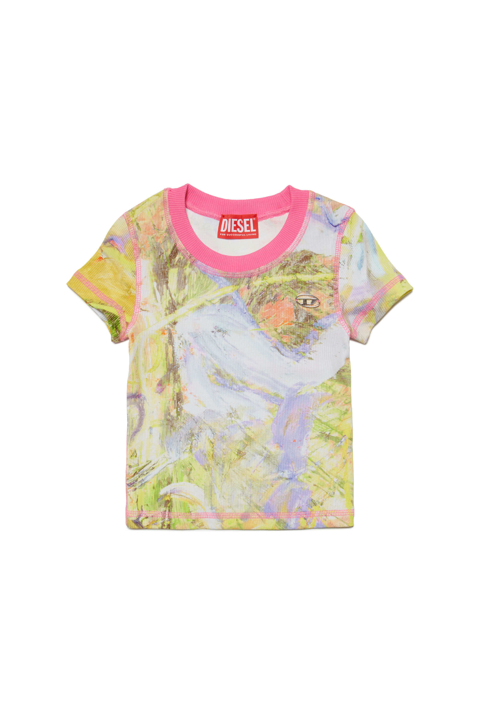 Ribbed T-shirt with abstract print | Yellow | 4-16 YEARS Girls 