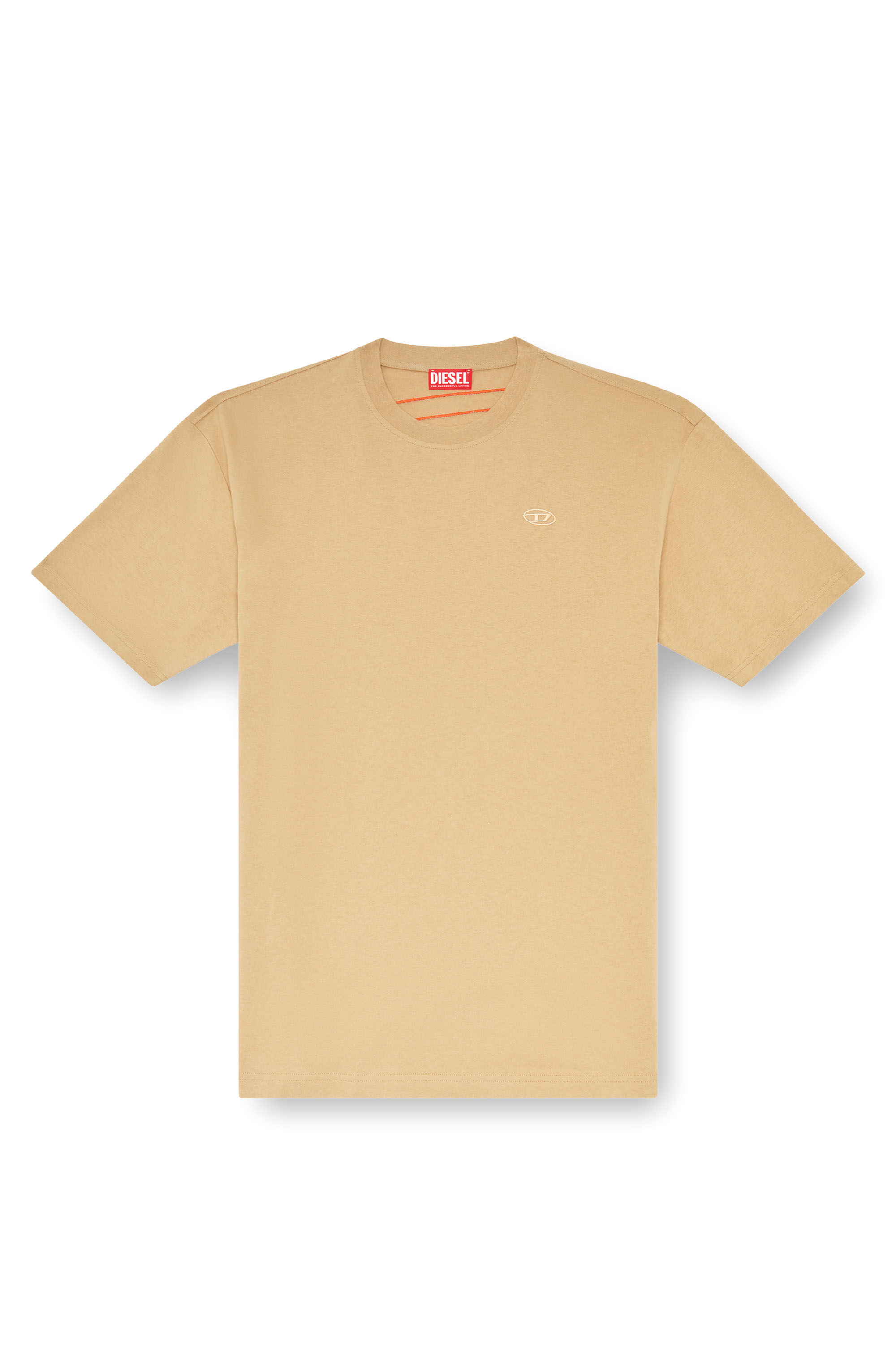 Diesel - T-BOGGY-MEGOVAL-D, Man's T-shirt with maxi oval D embroidery in Light Brown - 2