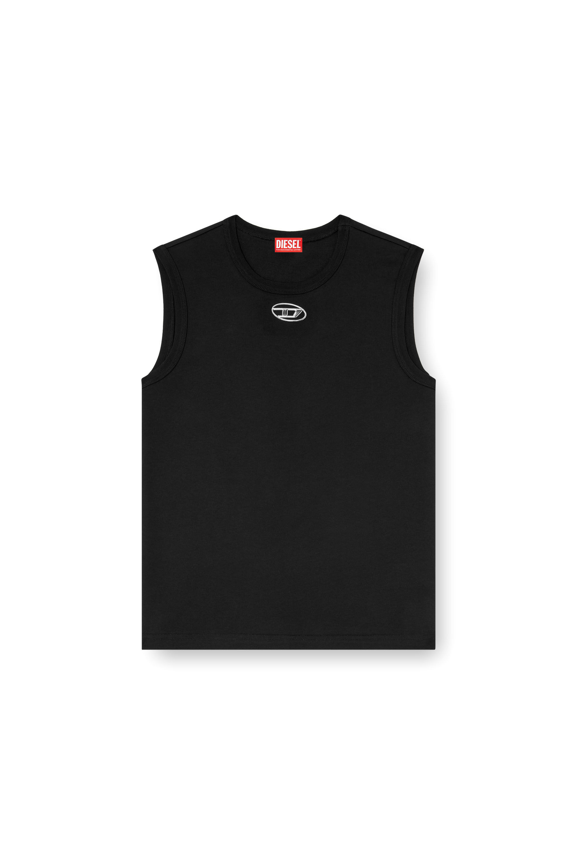 洗練されたDIESEL T-BISCO-OD A153720CLBR XL Men's Tank top with metallic Oval D | Black | Diesel