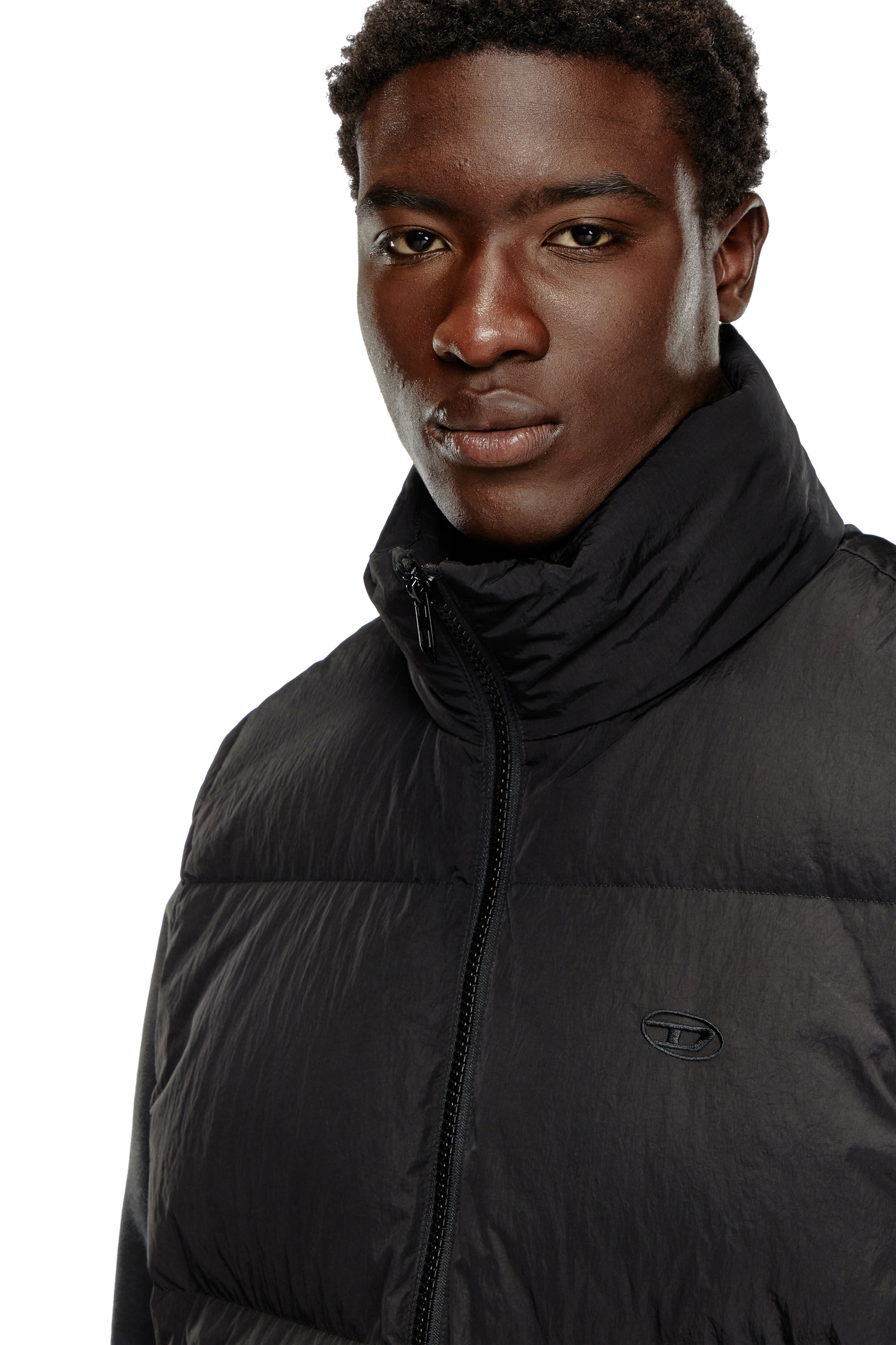 Diesel - W-RAVEEL-SL, Man's Down vest in crinkled nylon in Black - 5