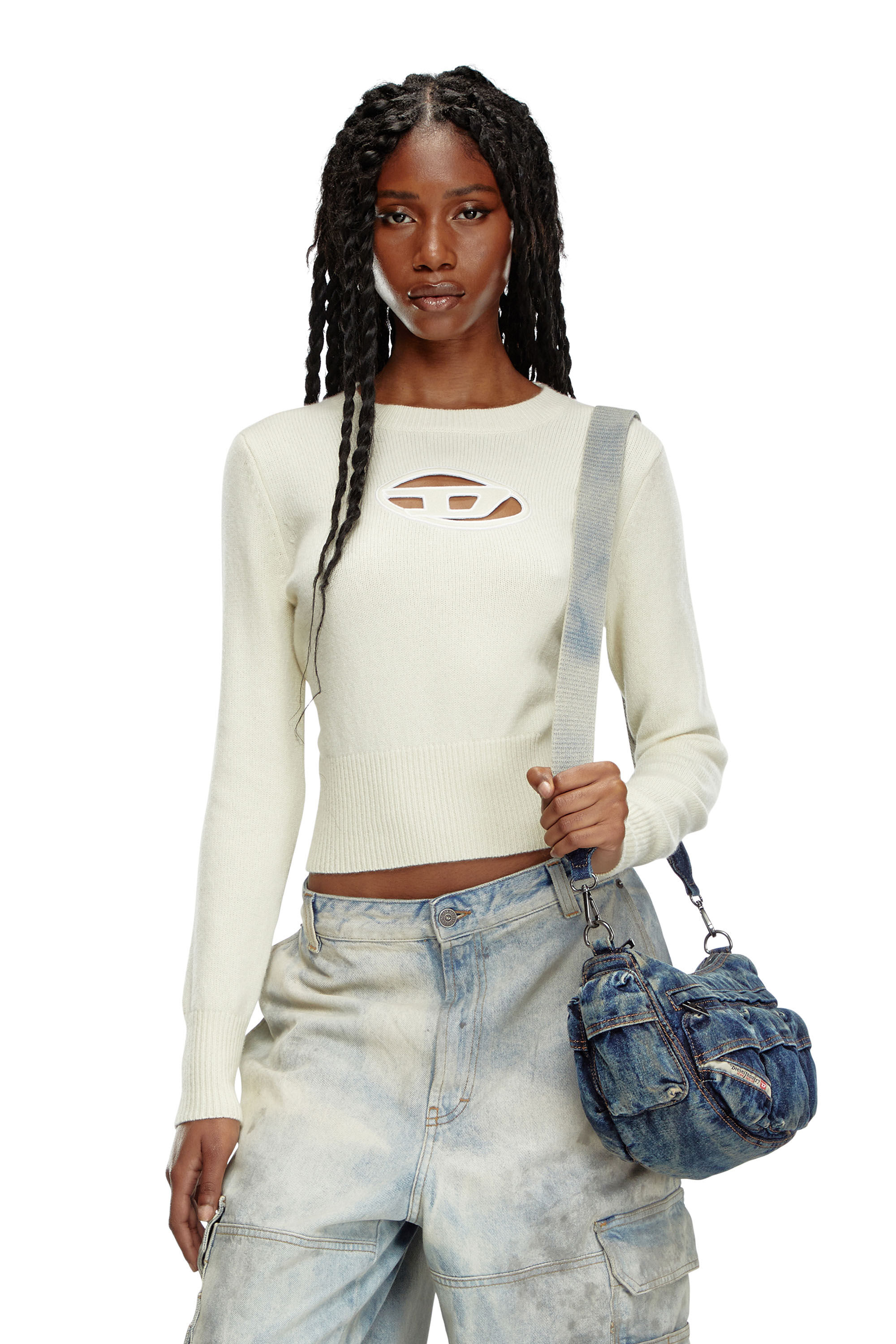 M-AREESA Woman: Jumper with embroidered cut-out logo | Diesel