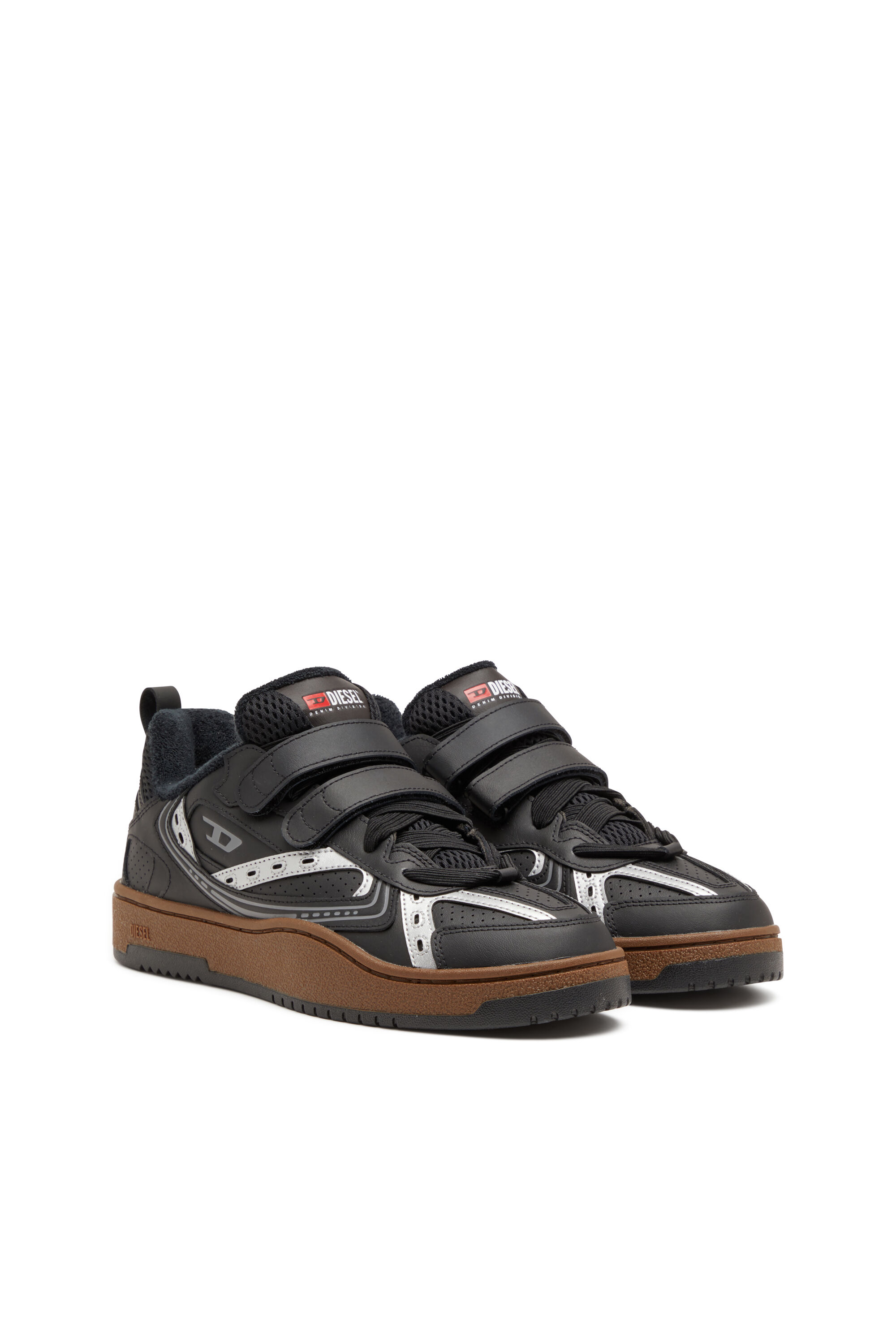 Men s S Ukiyo Leather sneaker with straps Black Diesel