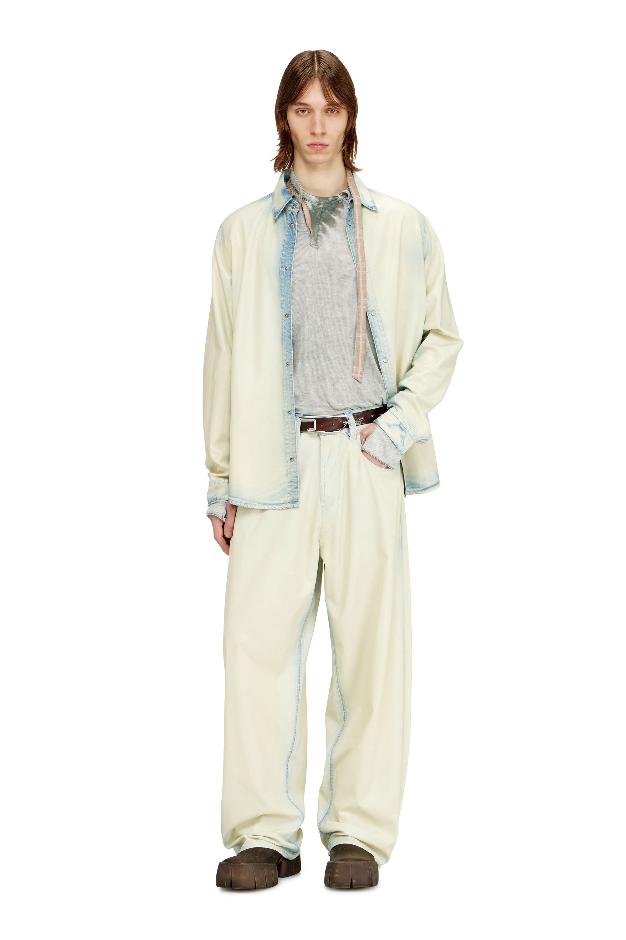 Diesel - B-D LINE 30, Unisex's 3cm waxed-leather belt with D-logo buckle in Brown - 4