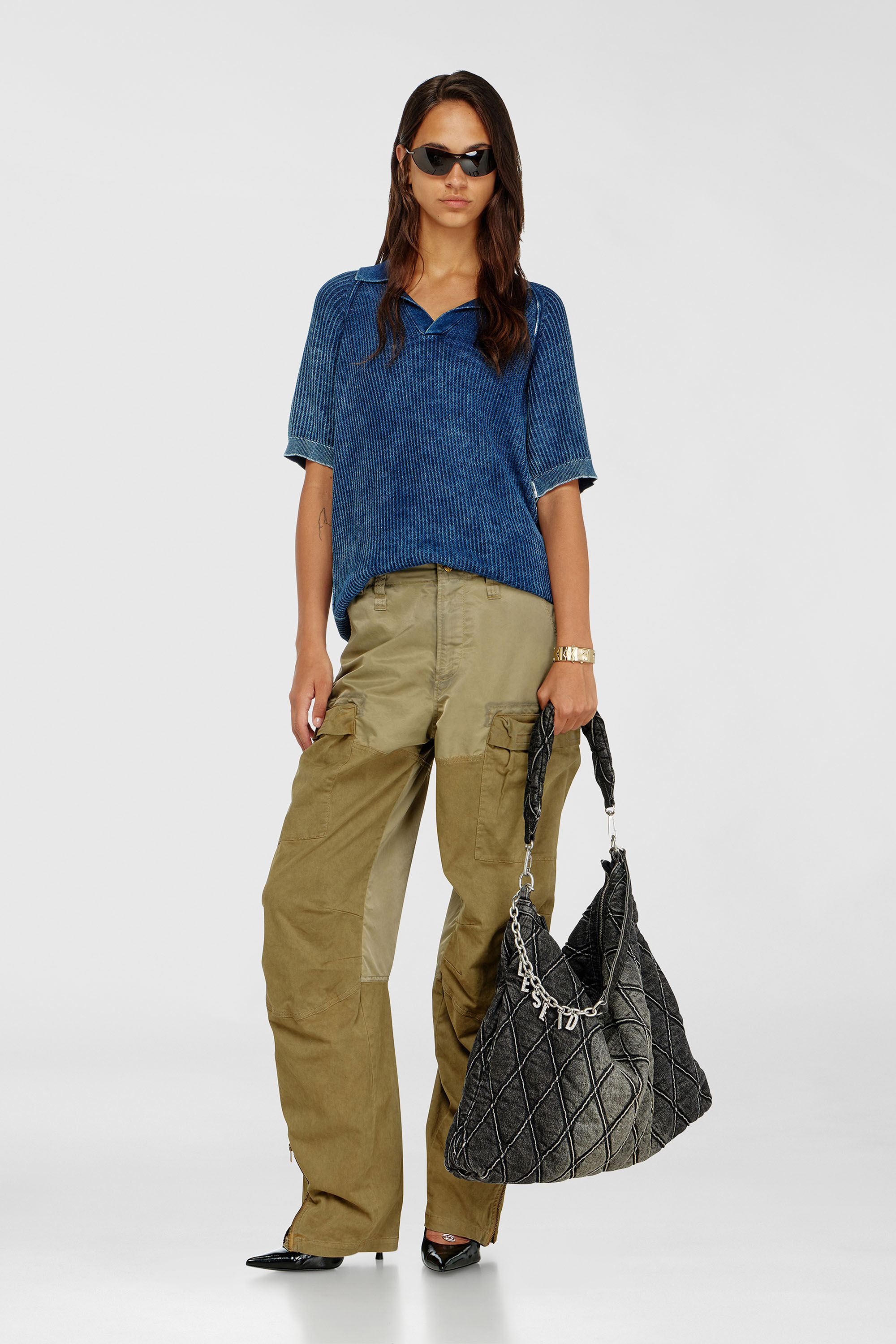 Diesel - P-ARKER, Woman's Cargo pants in cotton and nylon in Military Green - 1