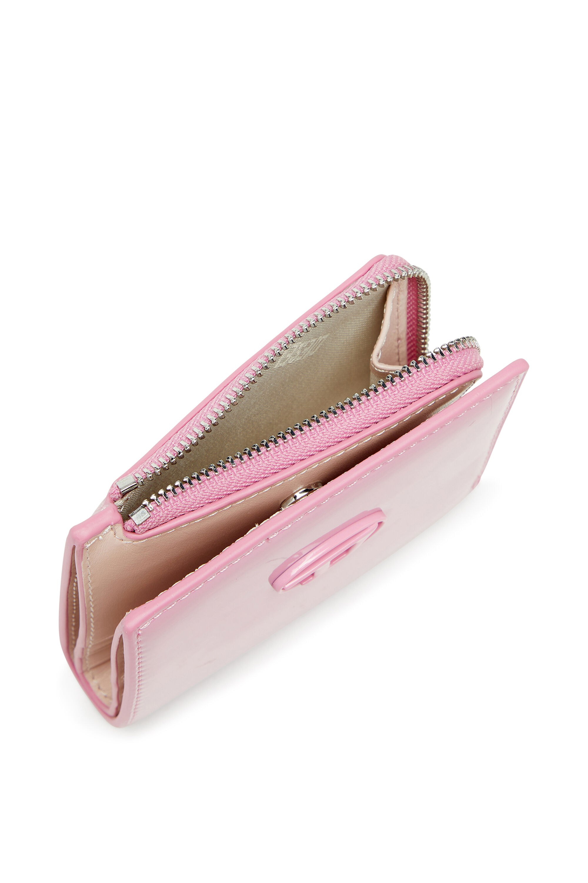 Diesel - PLAY BI FOLD ZIP L, Woman's Bi-fold wallet in glossy PU in Pink - 4