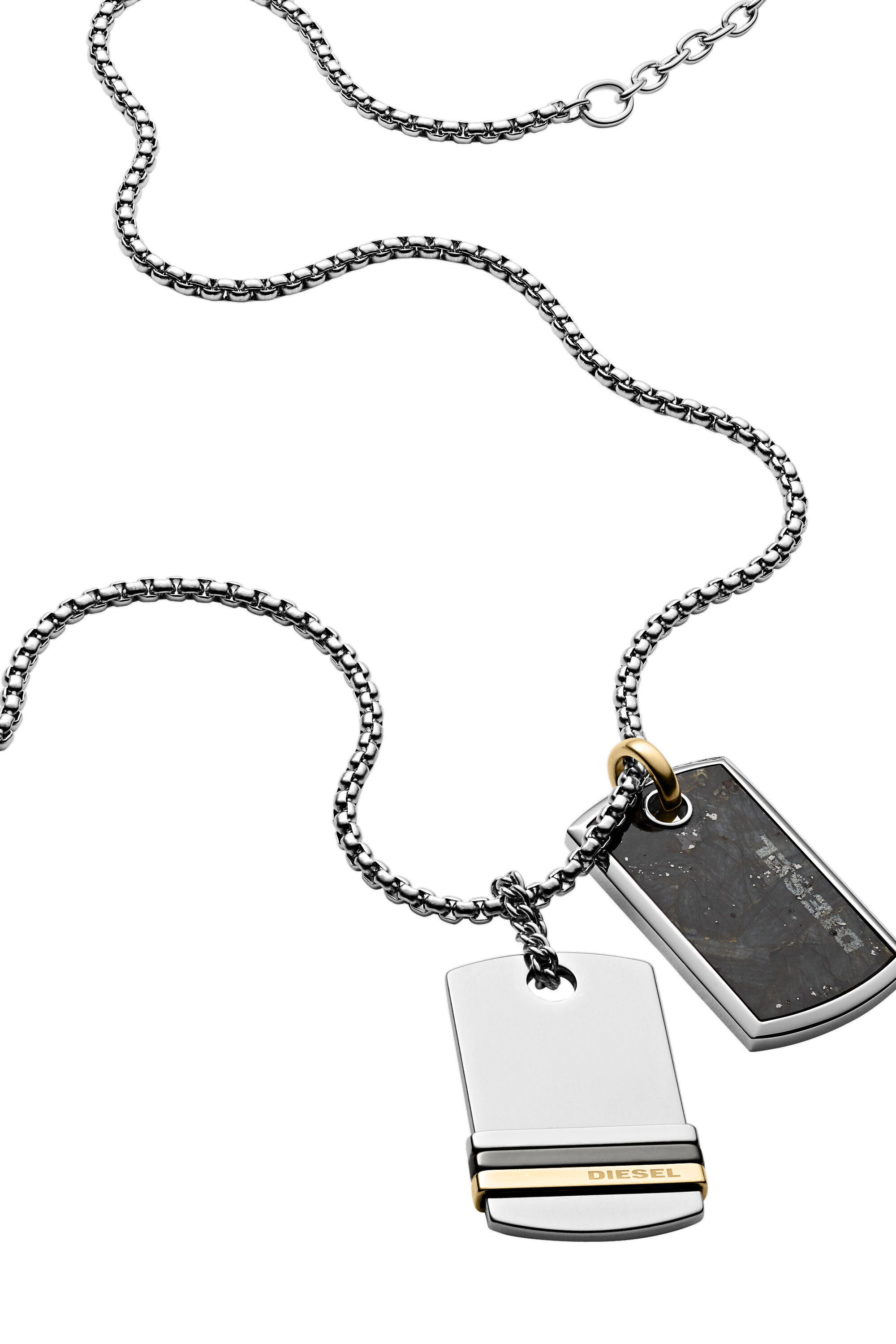 DX1189 Man Double dog Tag necklace in stainless steel Diesel