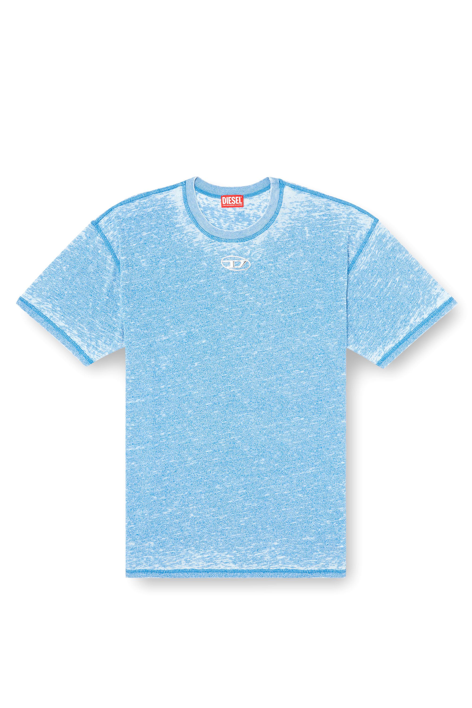 Diesel - T-BOXT-PAK, Man's Burnout T-shirt with metal-look logo in Light Blue - 2