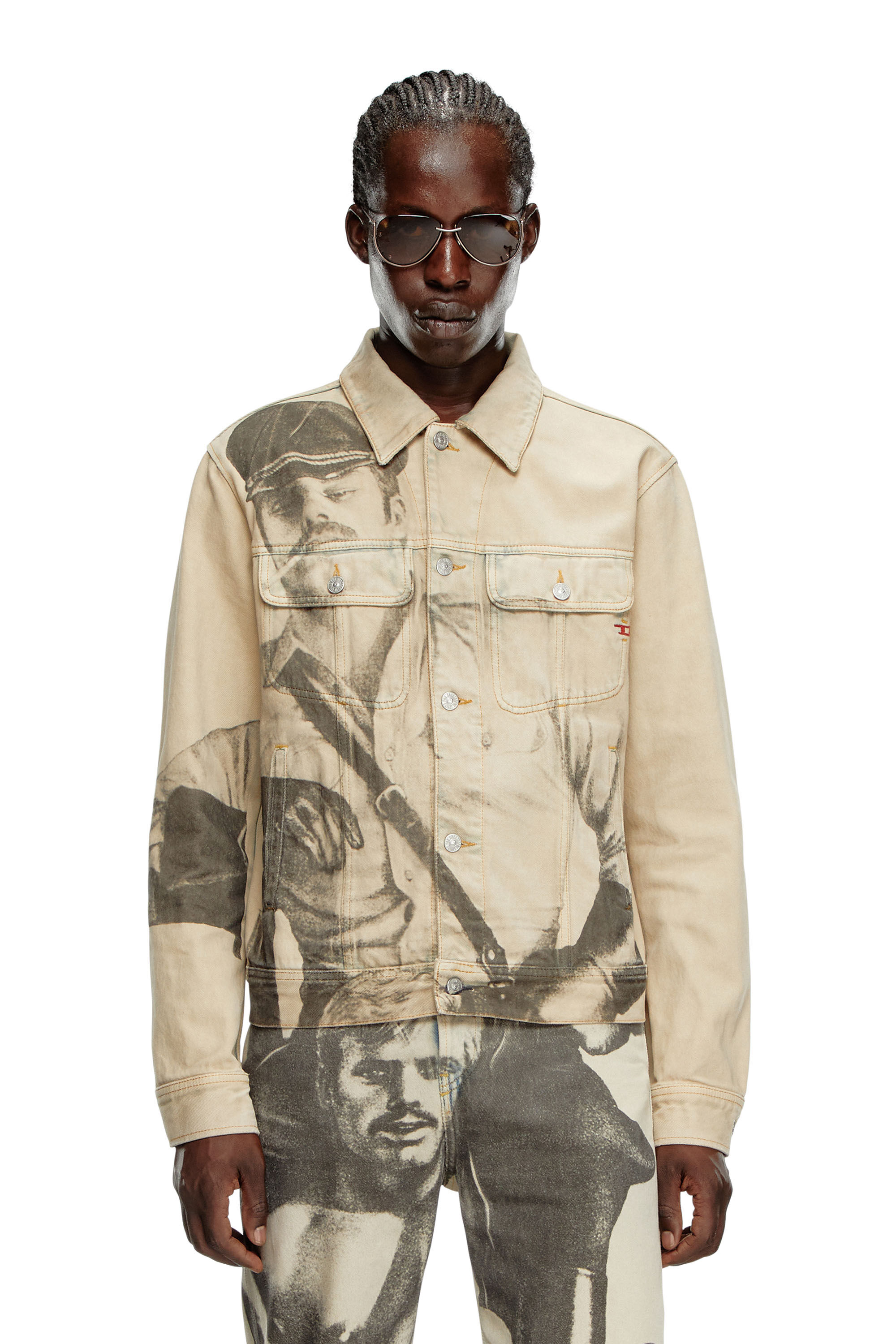Women s Trucker jacket with digital print Beige Diesel