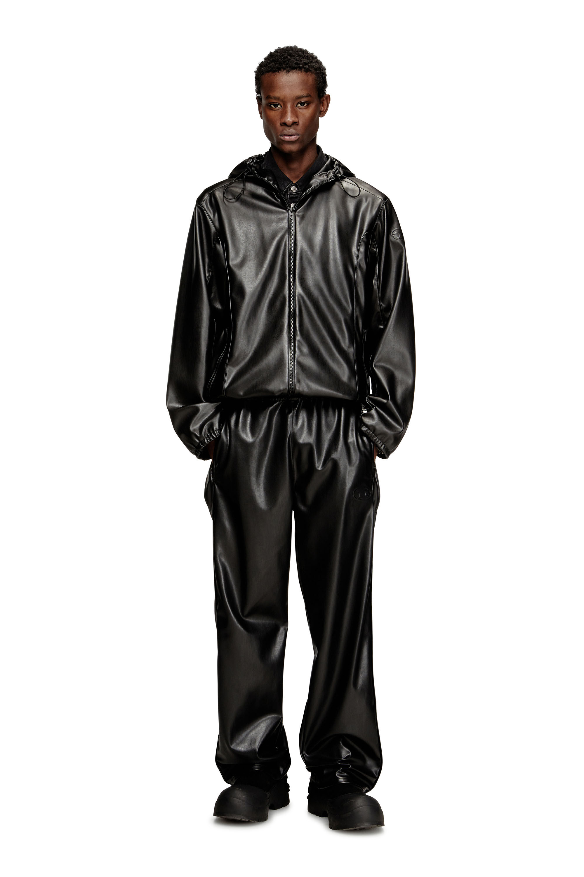 Men's Track pants in coated fabric | Black | Diesel