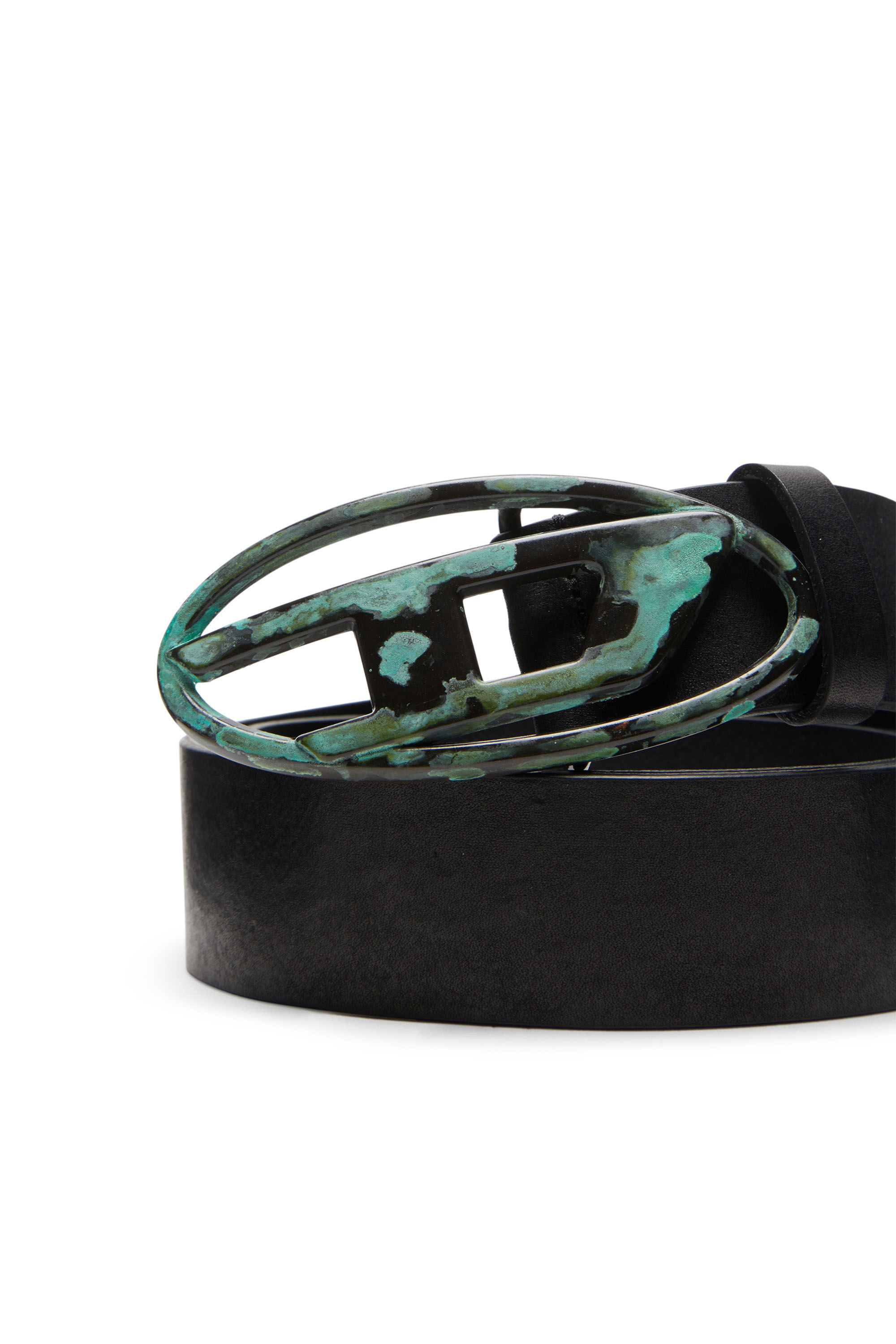 Women's Leather belt with oxidised logo buckle | Multicolor | Diesel