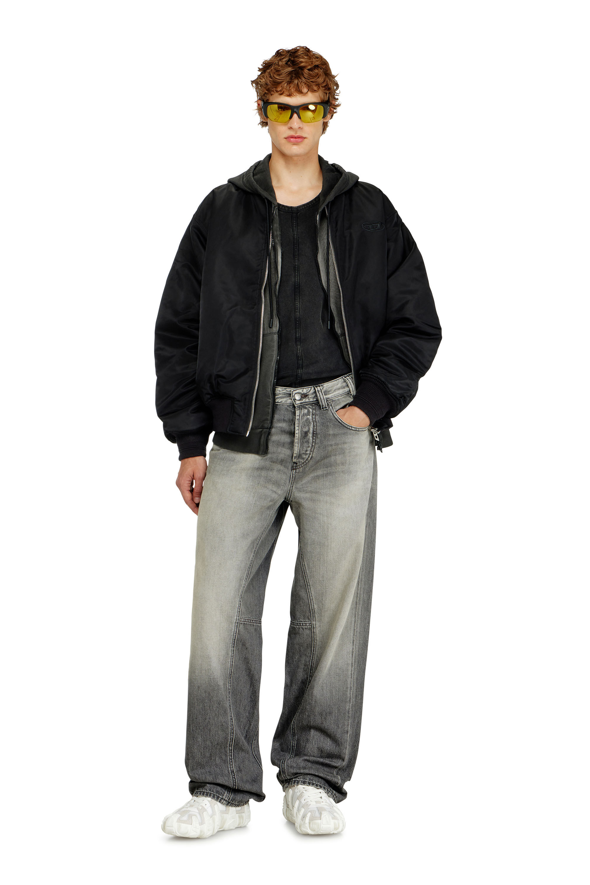 Men's Padded bomber jacket with Oval D embroidery | Black | Diesel